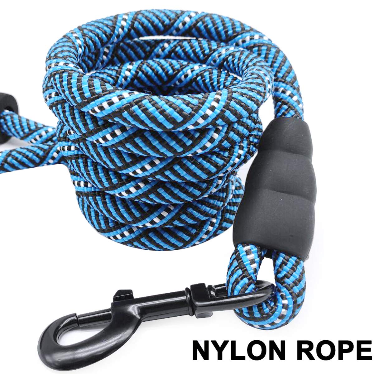 Maypaw Heavy Duty Rope Dog Leash, 3/4/5/6/7/8/10/12/15 Ft Nylon Pet Leash, Soft Padded Handle Thick Lead For Large Medium Dogs S