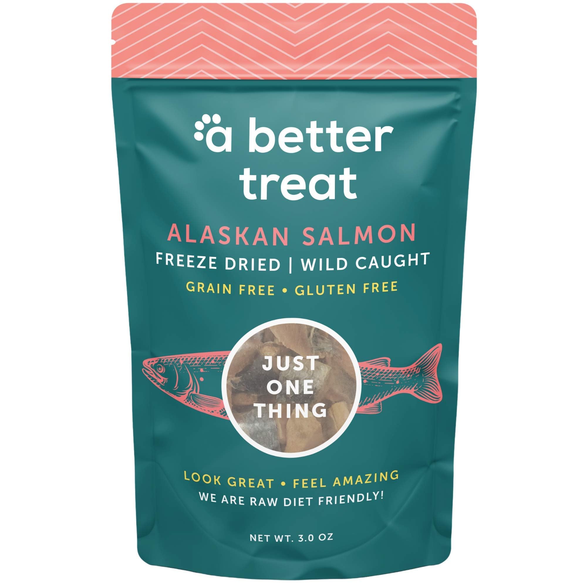 A Better Treat - Freeze Dried Salmon Dog Treats, Wild Caught, Single Ingredient | Natural High Value | Gluten Free, Grain Free, 