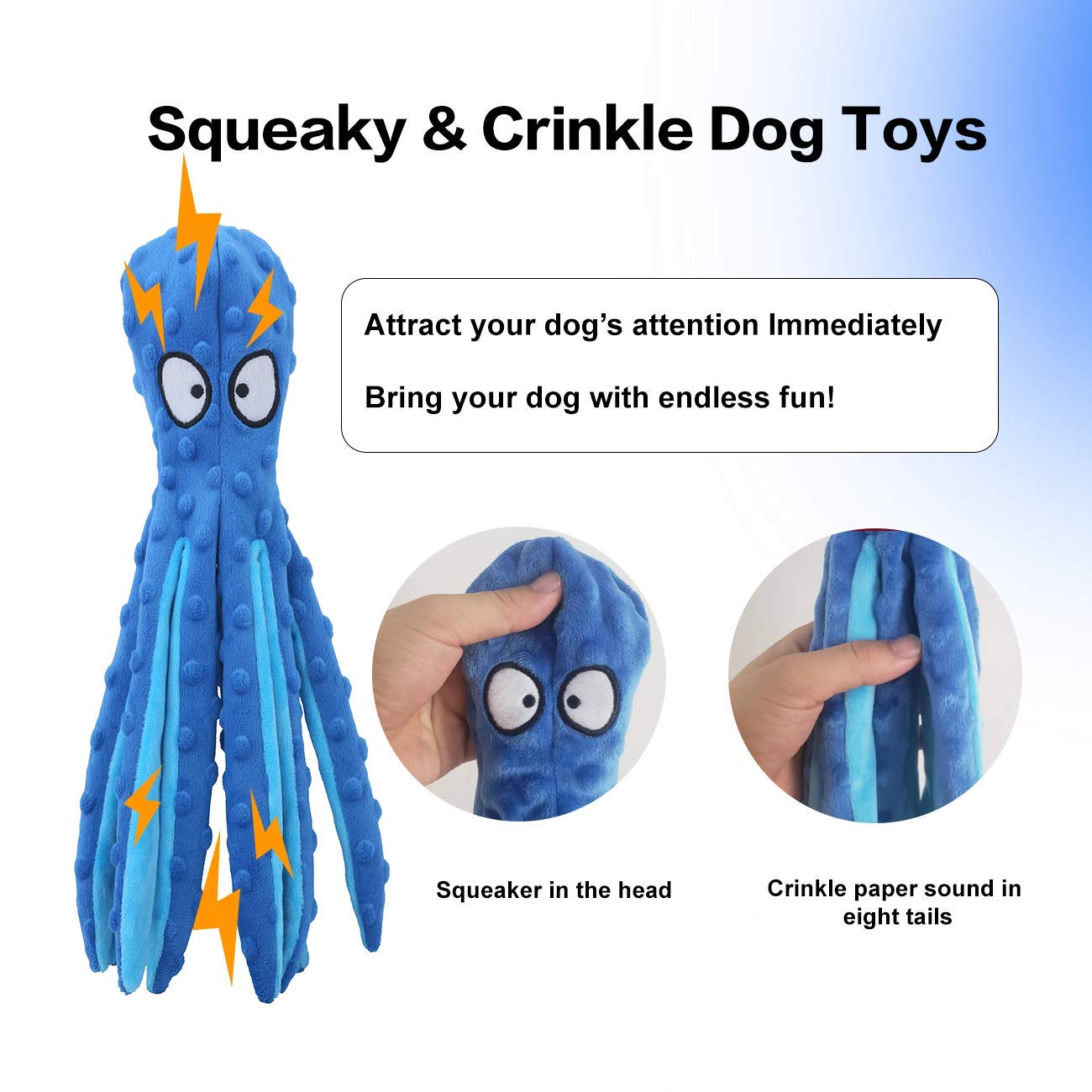 Cpyosn Octopus Squeaky Plush Dog Toys - No Stuffing, Crinkle, Durable For Puppy Teething, Small To Large Dogs, 2 Pack