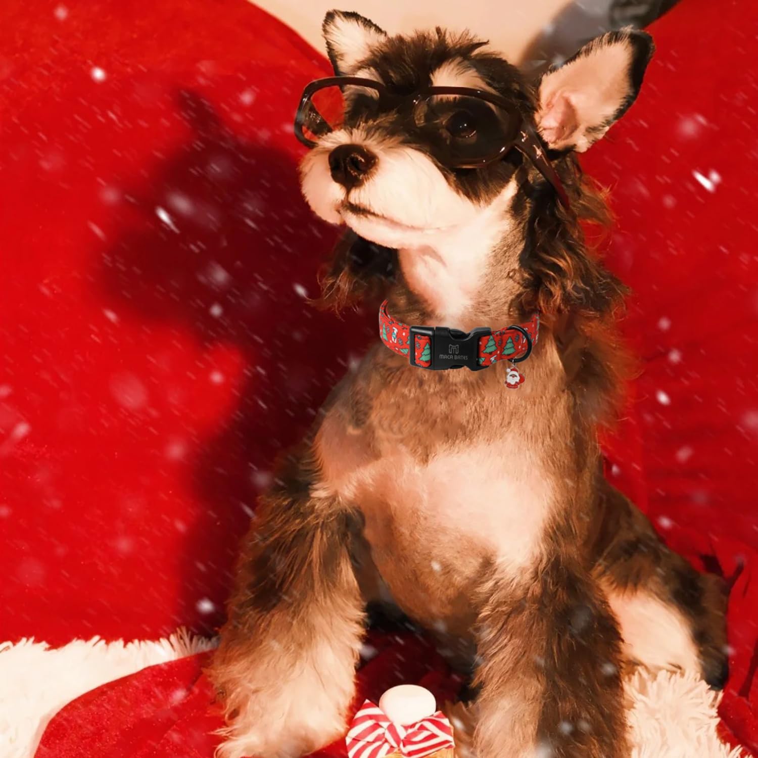 Maca Bates Christmas Tree Cute Dog Collar Red Puppy Collars Durable Comfortable Adjustable Birthday Gift For Xs Small Medium Lar