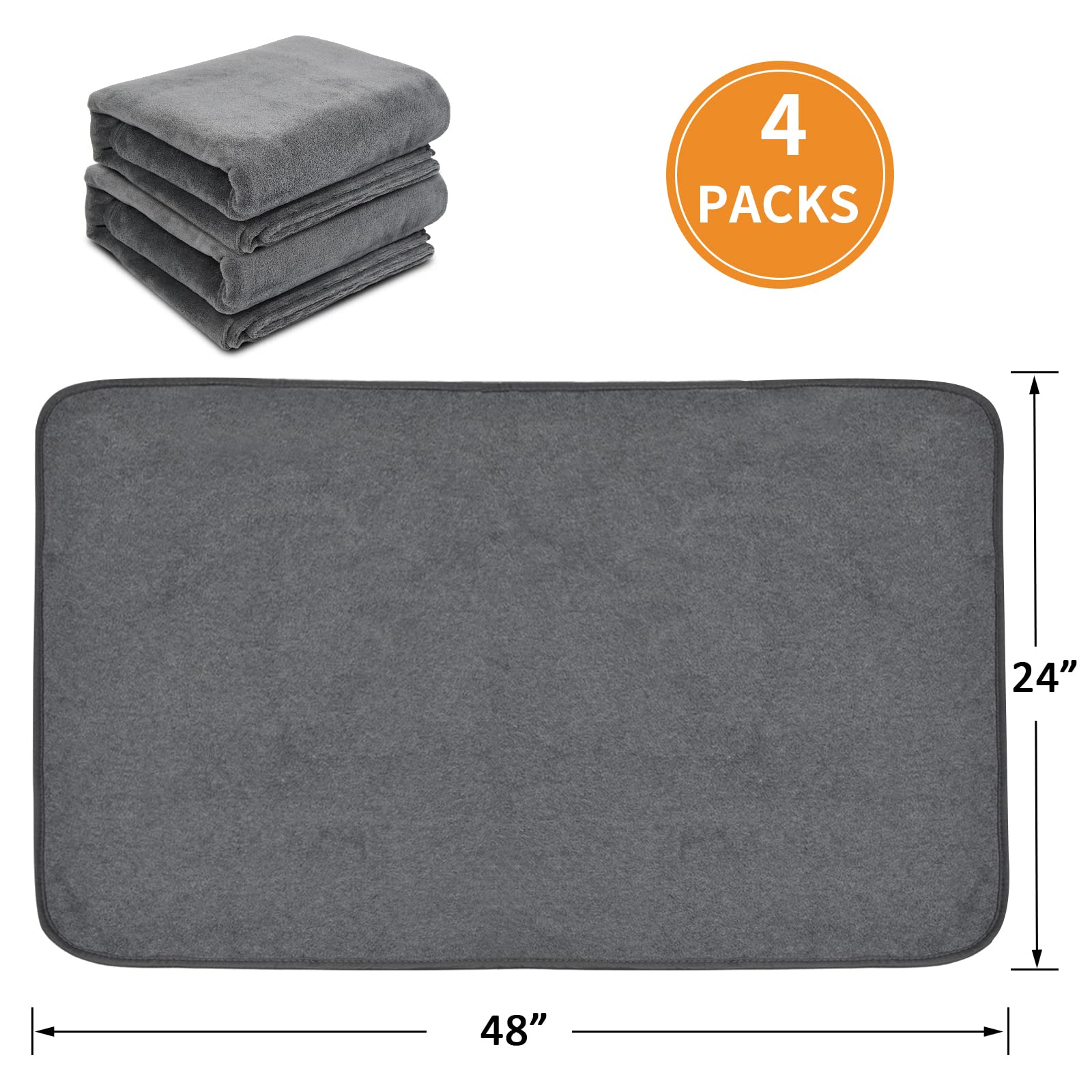 Reusable Pee Pads For Dogs, 24X48 4 Pack Washable Puppy Pads, Absorb Dog Mats Non-Slip Puppy Training Pads For Whelping, Potty,