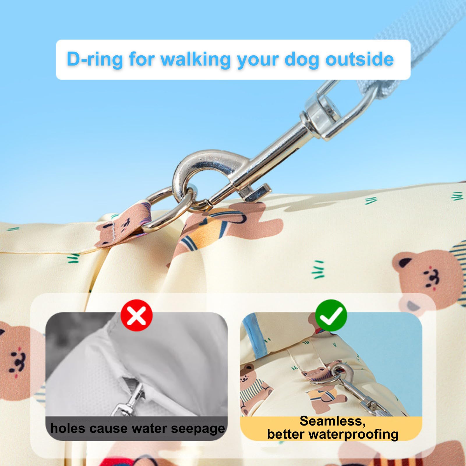 Harikaji Small Dog Raincoat, Tail Protect Feet Cover Waterproof Dog Rain Jacket Dog Rain Coat For Puppy Small Dogs (Yellow Beaar