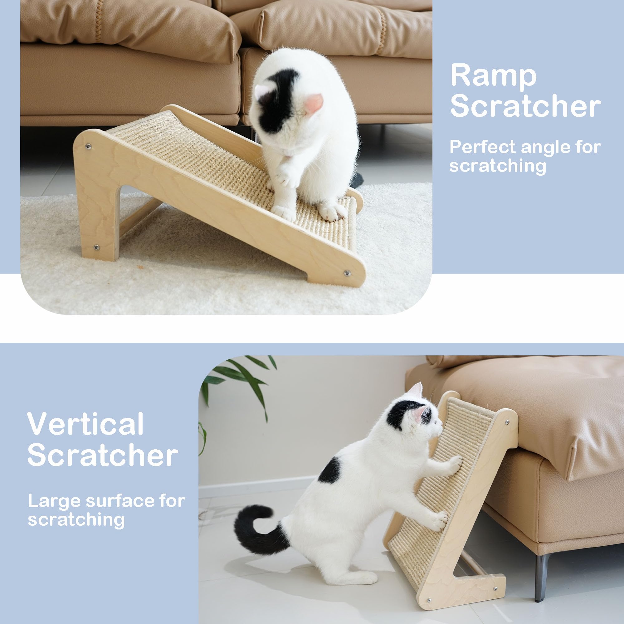 Cat Scratcher, Cat Scratching Post, L-Shape Cat Scratching Pad, 27 Inch Sisal Cat Scratching Ramp, Protecting Furniture Cat Scra