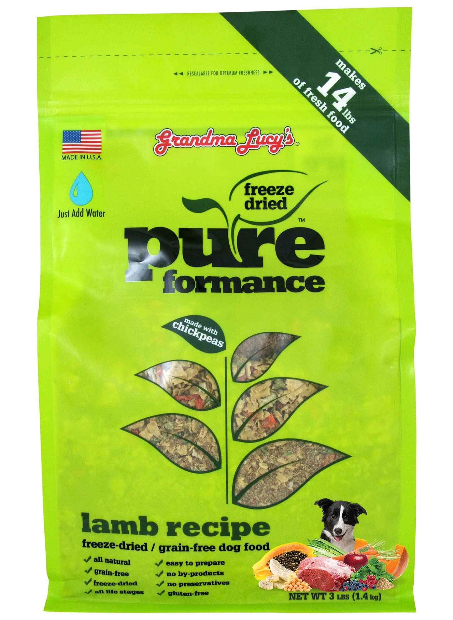 GRANDMA LUCYS 844213 Pureformance Grain Free Lamb Food for Dogs, 3-Pound