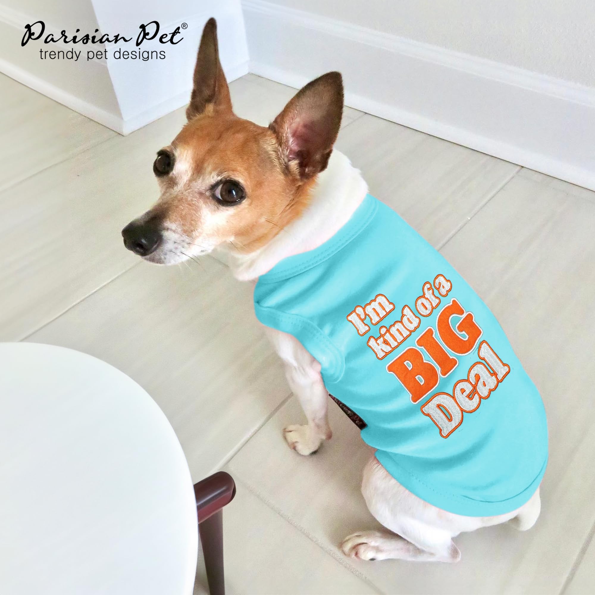 Parisian Pet Dog Tshirt - Embroidered Im Kind Of Big Deal Dogs Apparel - Lightweight And Skin Friendly Dog Clothes - Sleeveless