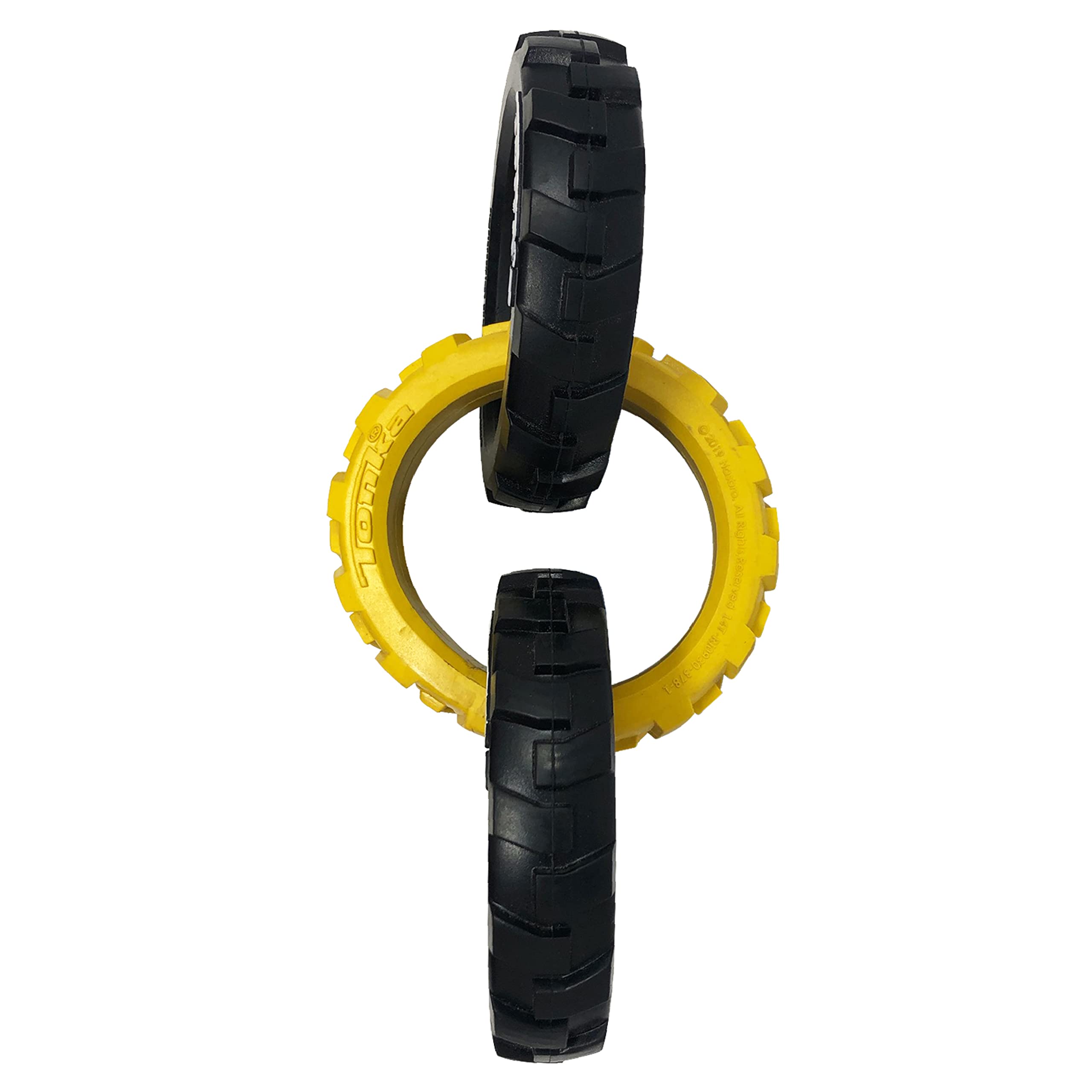 Tonka Rubber 3-Ring Tug Dog Toy, Durable & Water Resistant, 10.5 for Medium/Large Breeds, Yellow/Black