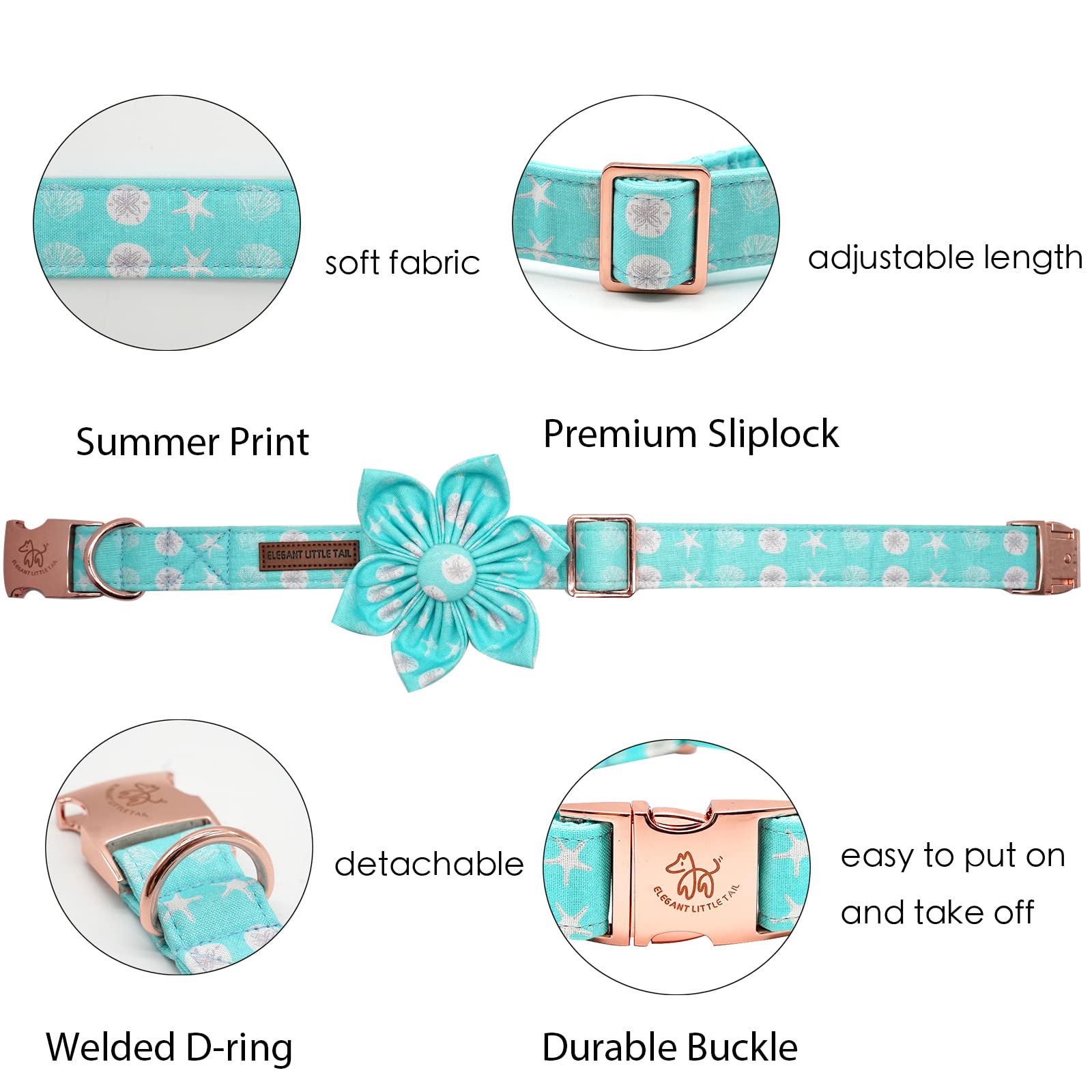 Elegant Little Tail Girl Dog Collar with Flower - Summer Collar for Small, Medium & Large Dogs