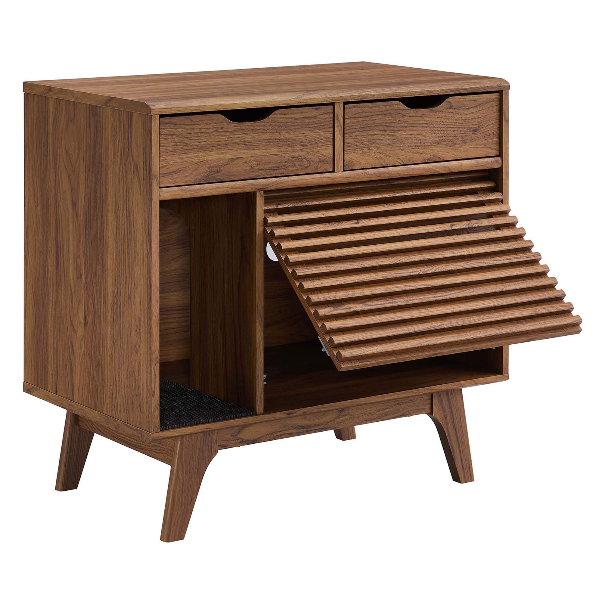 Modway Render Cat Cabinet, Walnut Wood, Model EEI-6796-WAL, Stylish Storage Solution