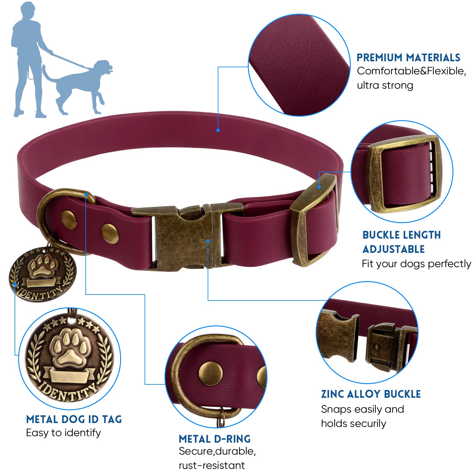 Wisedog Dog Collar And Leash Set Combo: Adjustable Durable Pet Collars With Dog Leashes For Small Medium Large Dogs, Includes On