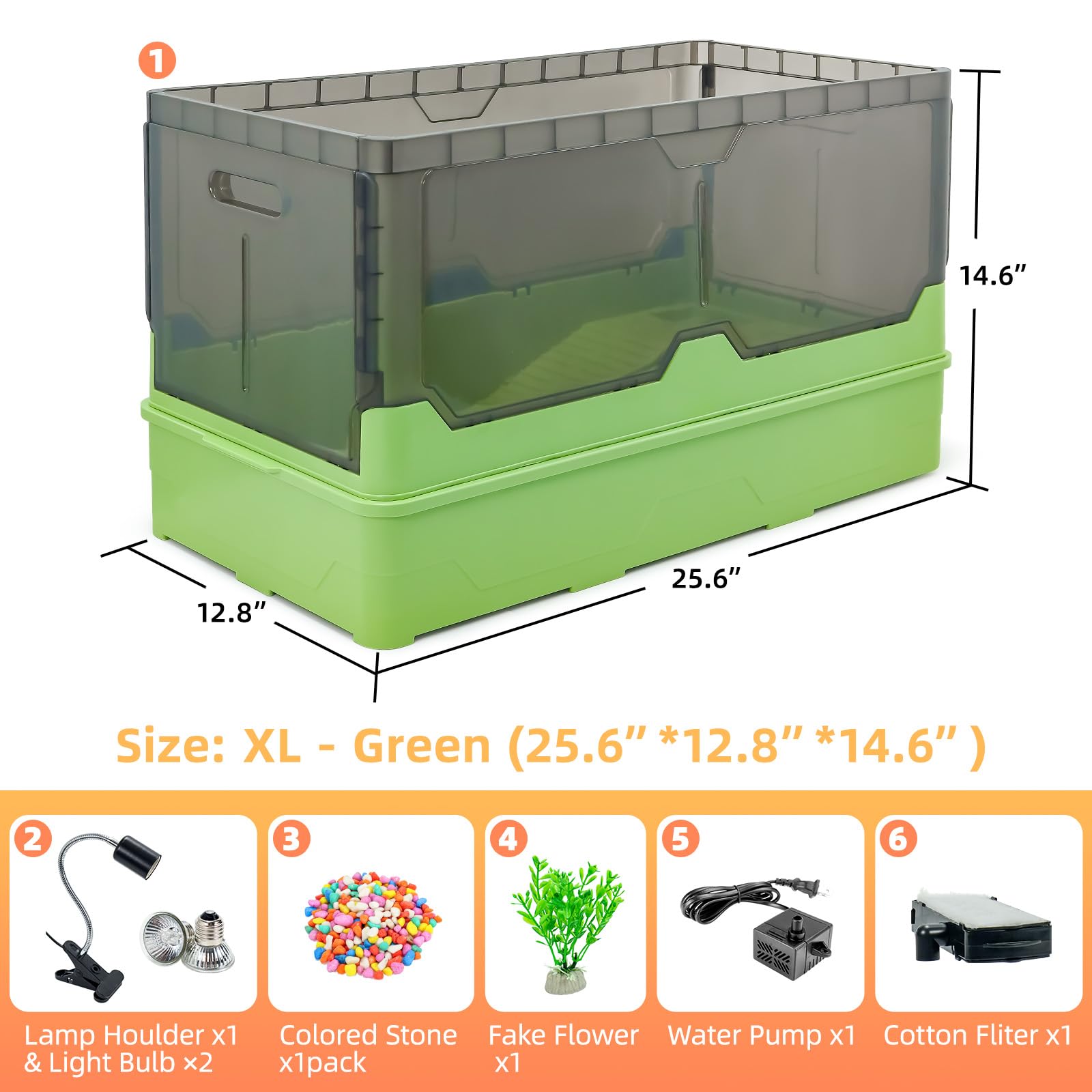 Turtle Habitat Tank Kit- Fresh Filtration, Waterplay Fun, Diverse Living, Heat Lamp, Water Pump And Convenient Water Changes In