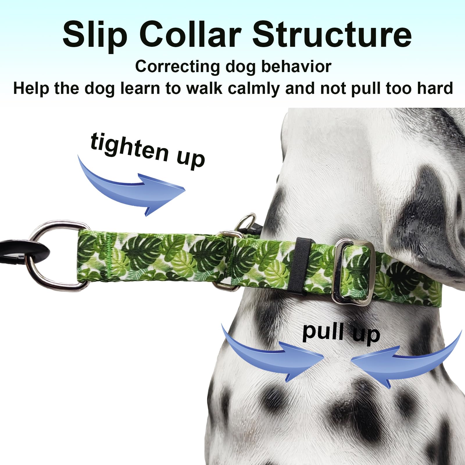 Fidohug Martingale Collar For Dogs With Buckle Adjustable Nylon Tropical Slip No Pull Training Dog Collars (Palm Leaf, Large)