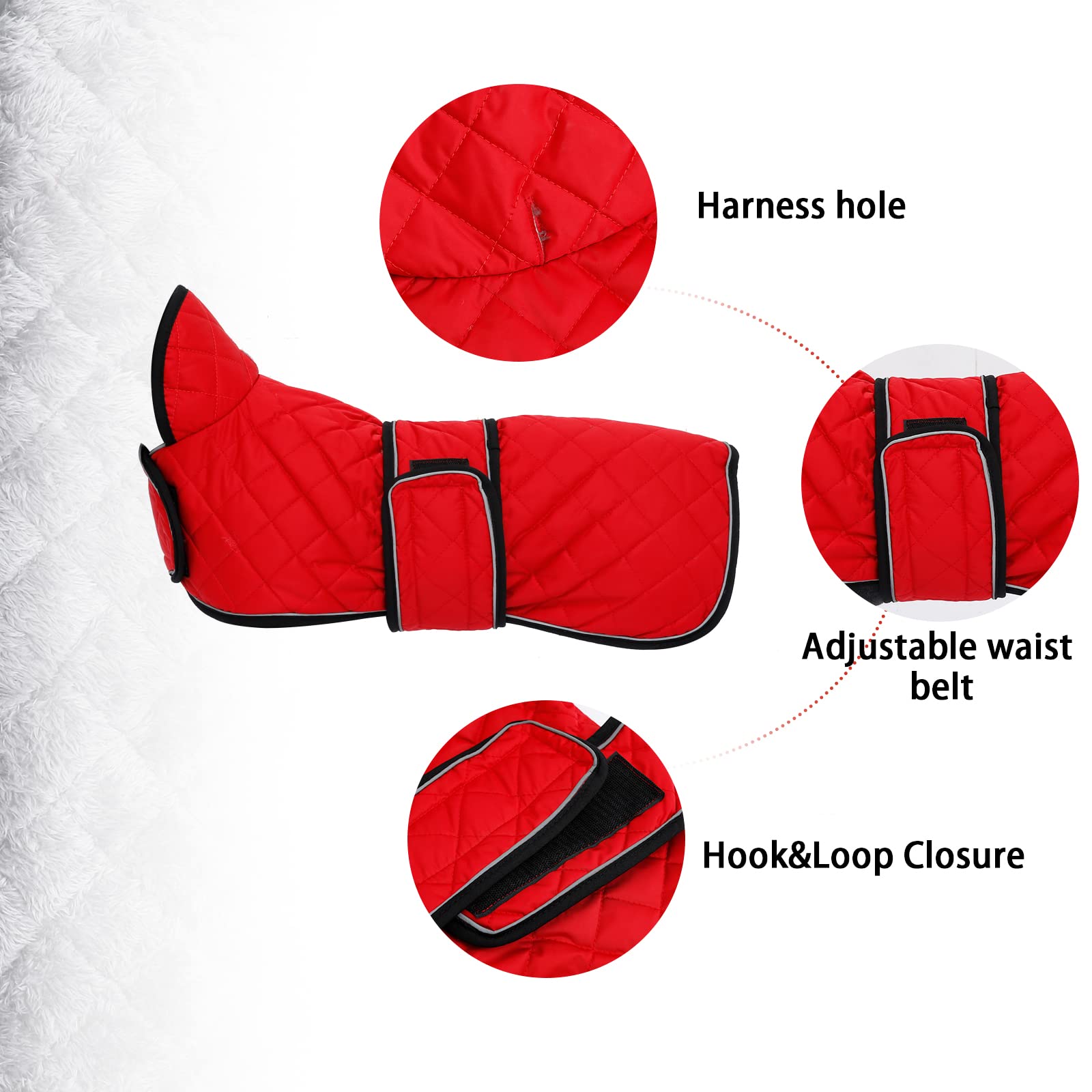 Warm Thermal Quilted Dachshund Coat, Dog Winter Coat With Warm Fleece Lining, Outdoor Dog Apparel With Adjustable Bands For Medium, Large Dog-Red-L