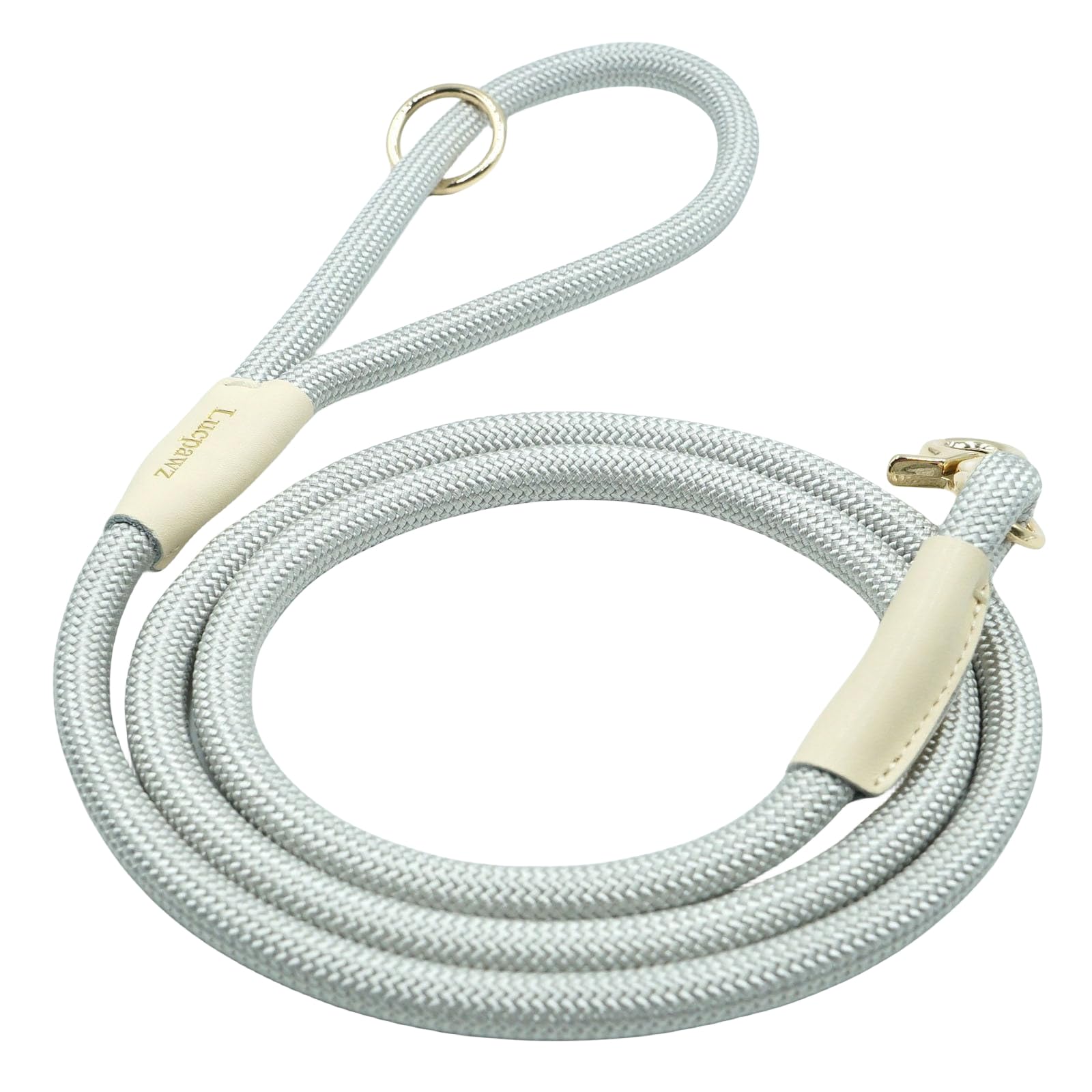 Lucpawz Lobster Snap Pet Leash 5Ft, Special Strong Nylon Rope Dog Leash, Solid Color Rope Dog Lead For All Breeds (Grey, 5Ft *10