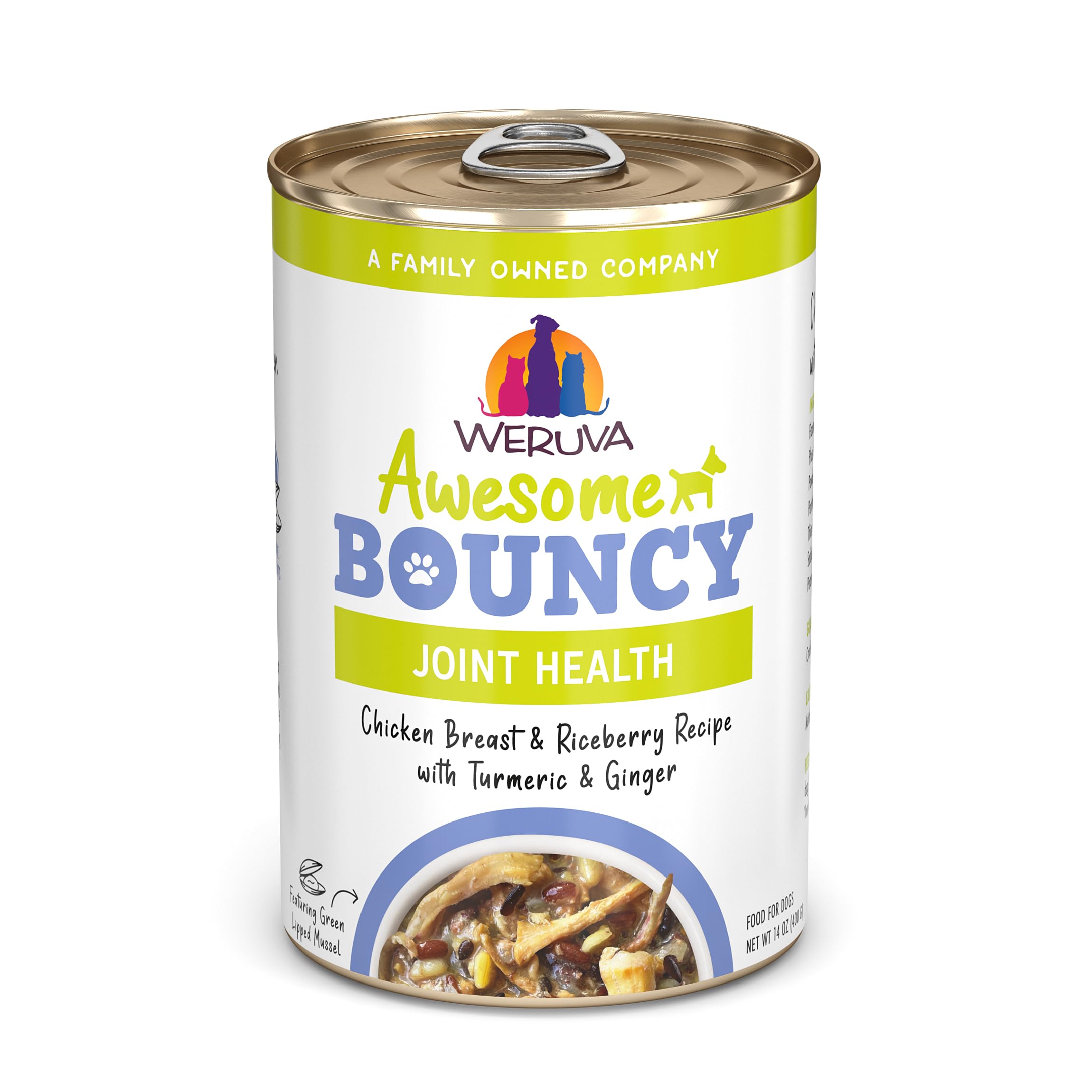 Weruva Awesome Bouncy Wet Dog Food, Chicken & Brown Rice, 14oz Can (Pack of 10)