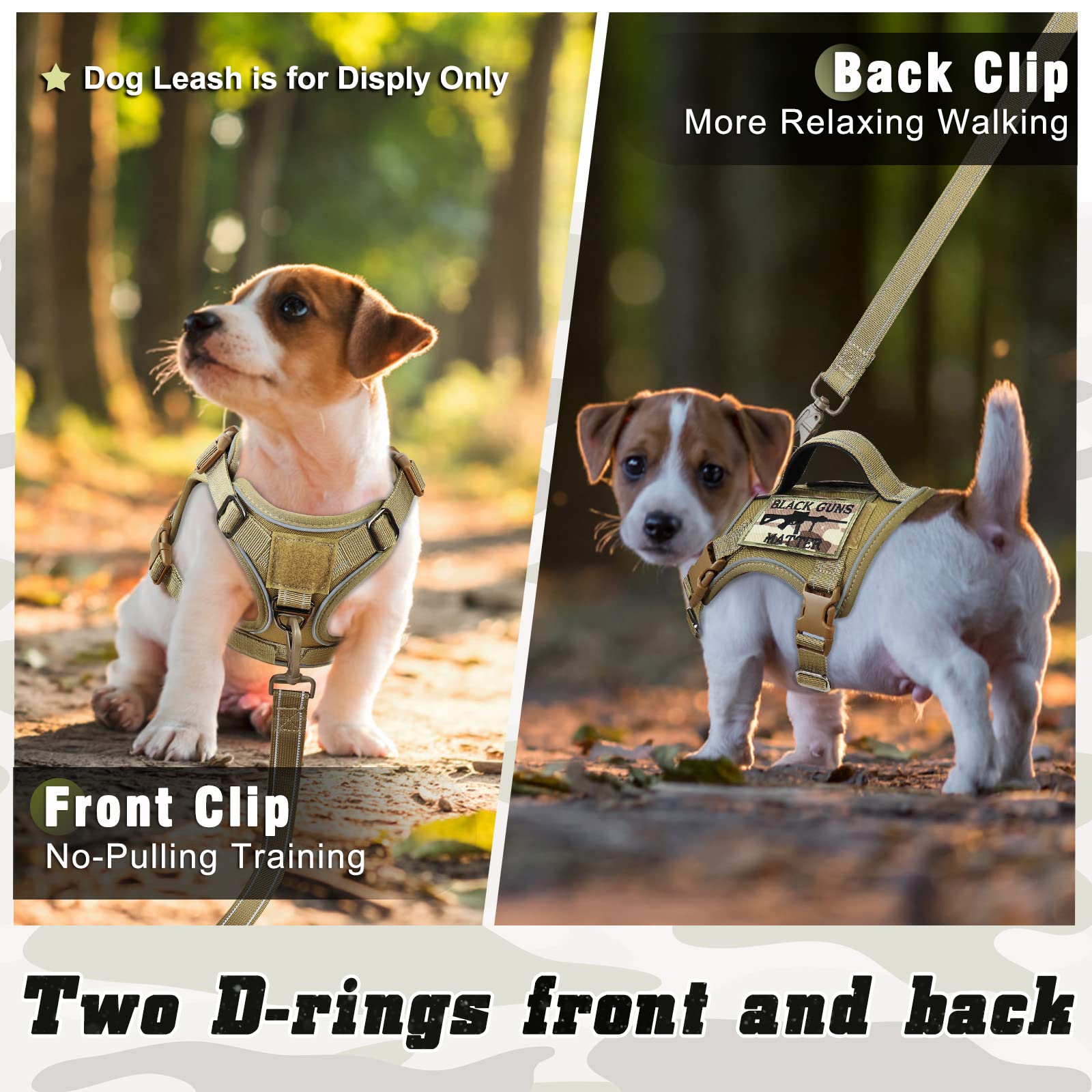 Salfse Tactical Dog Harness Small, Military K9 Puppy Vest Harness, No Pull Outdoor Training Xs Dog Harness With Handle