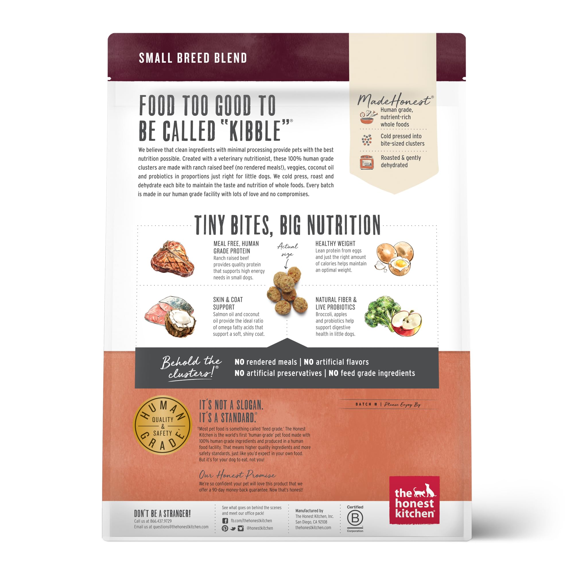 The Honest Kitchen Grain Free Beef Dry Dog Food for Small Breeds, 4 lb Bag