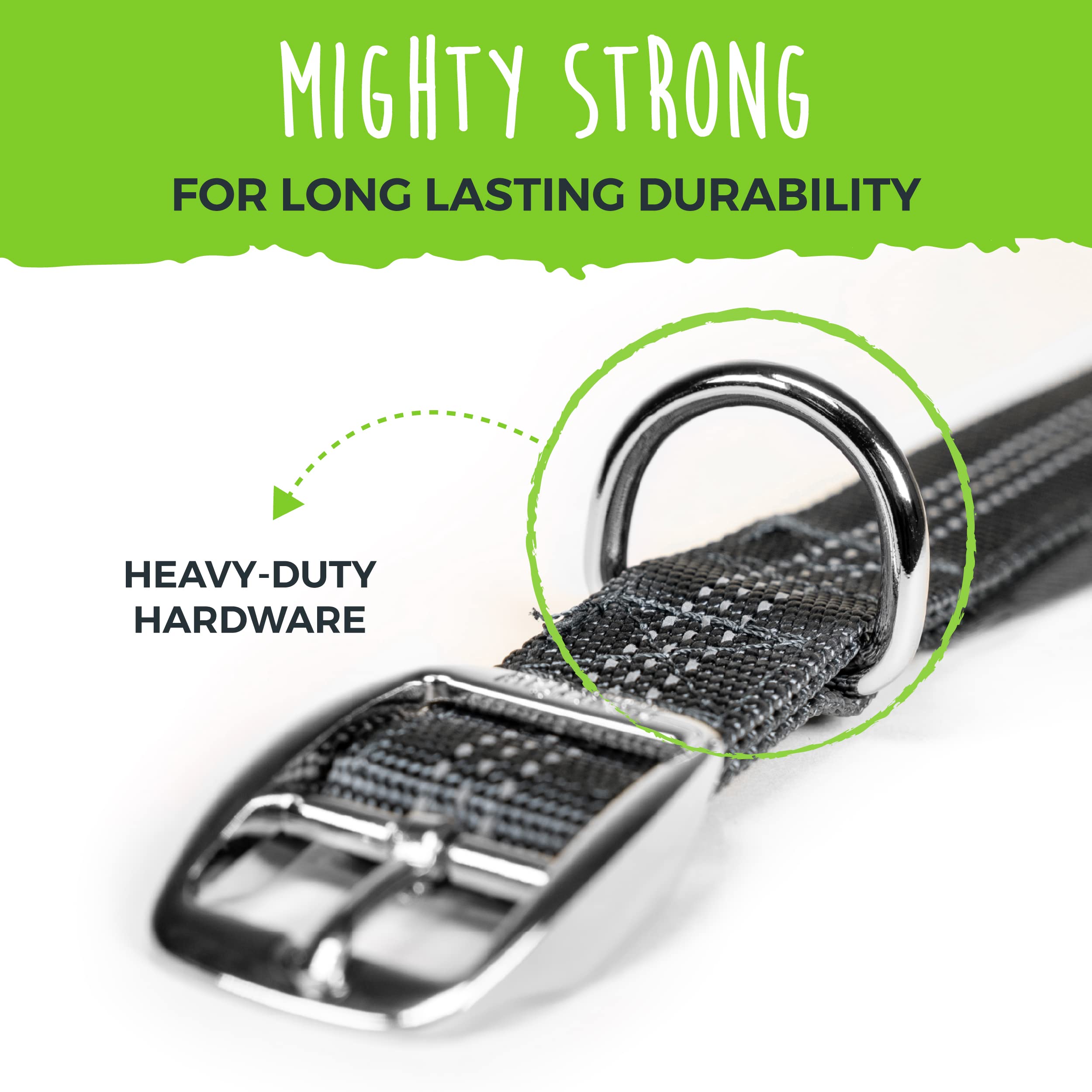 Mighty Paw Ultra Soft Dog Collar - Neoprene Padding, All-Metal Buckle - X-Large, Grey - SportCollar2.0