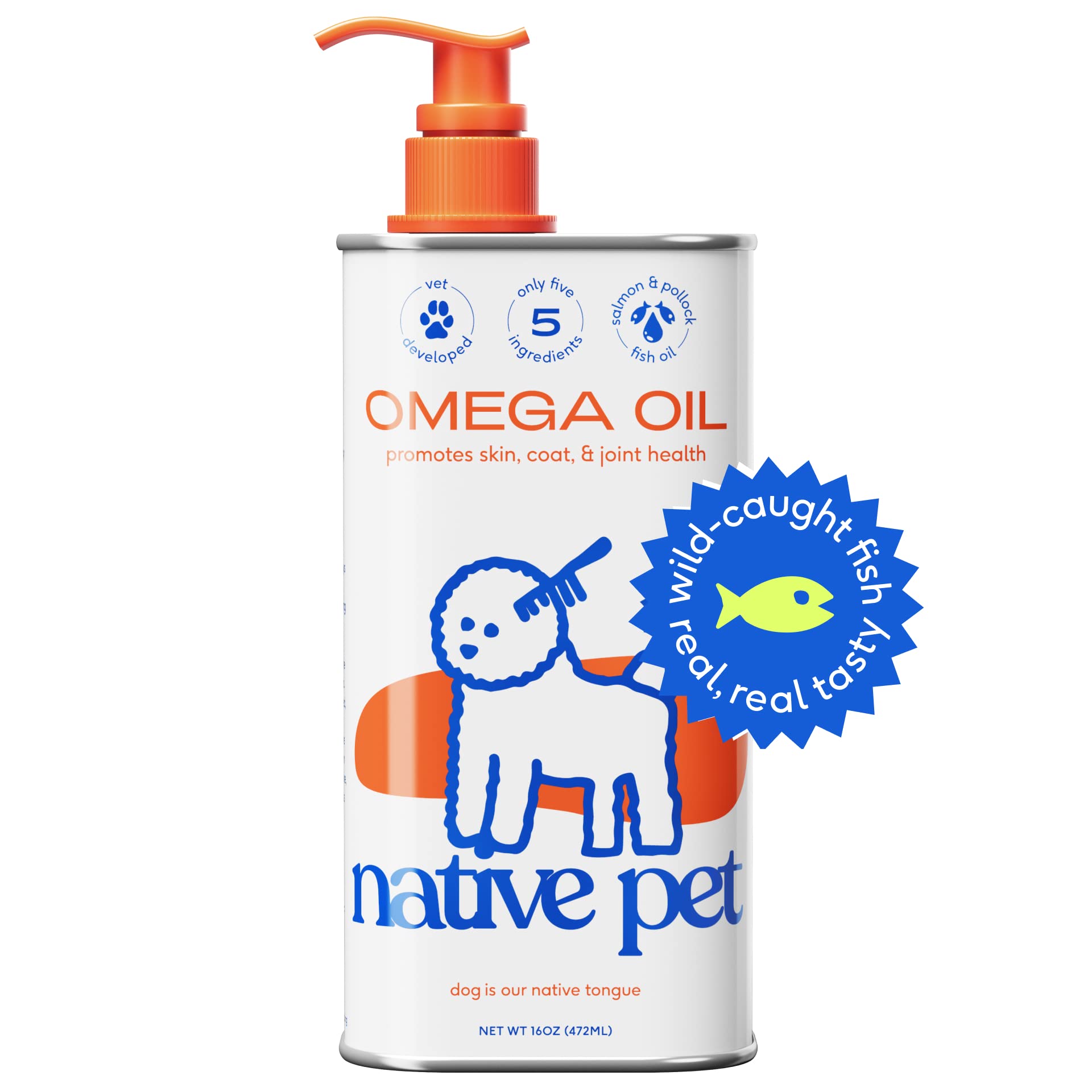 Native Pet Omega Oil for Dogs - Fish Oil Supplement with Omega 3 EPA DHA - Supports Itchy Skin & Mobility - 16 oz Liquid Pump