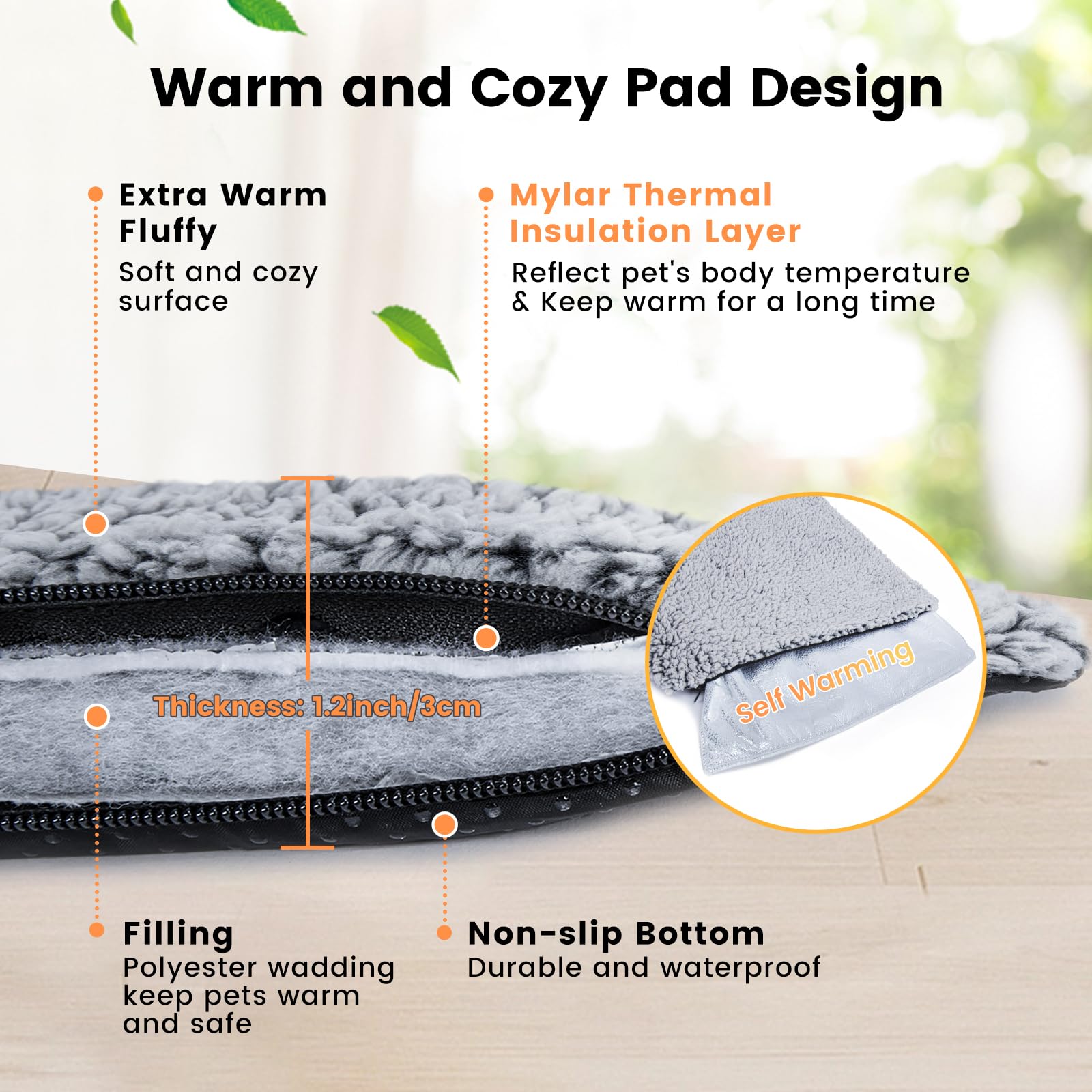 Miguel Cat Bed Self Warming Dog Bed Cat Self Heating Mat For Dog Heating Pad For Dogs House 36 X 24 Inch Thermal Dog Crate Pad,