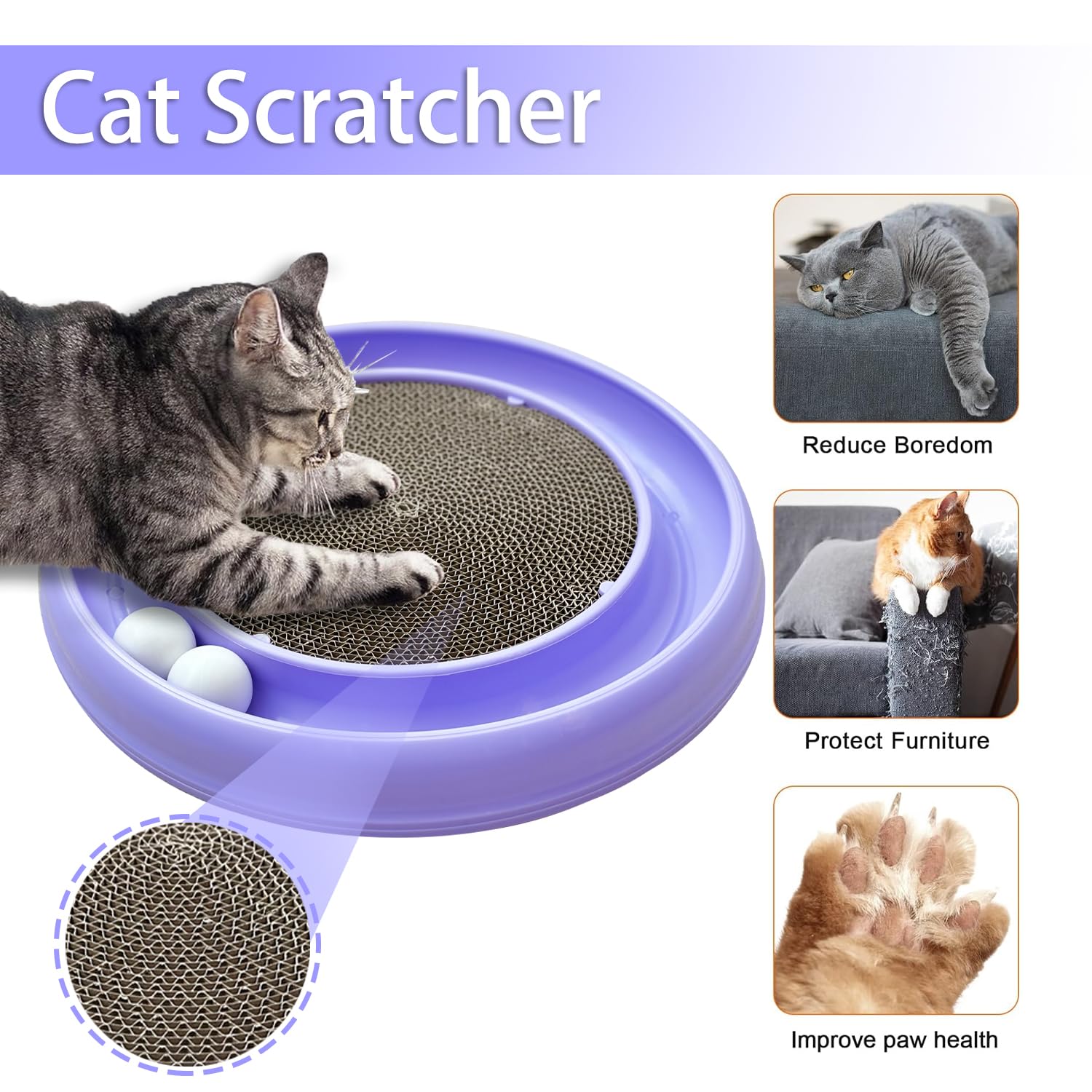 Lyctdd Interactive Cat Ball Track Toy For Indoor Cats, Cat Scratching Board & Exercise Set For Bored Indoor Adult And Kitten Men
