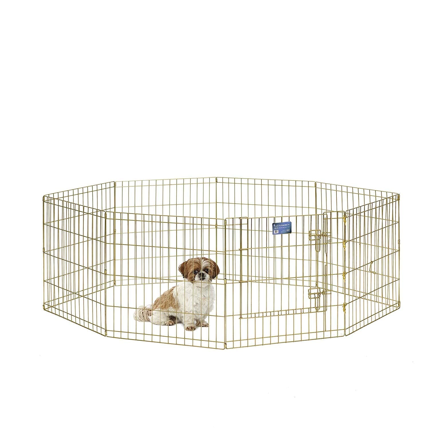 Midwest Homes For Pets Dog Exercise Pen & Playpen, 24'W X 24'H, No Door, Gold Zinc