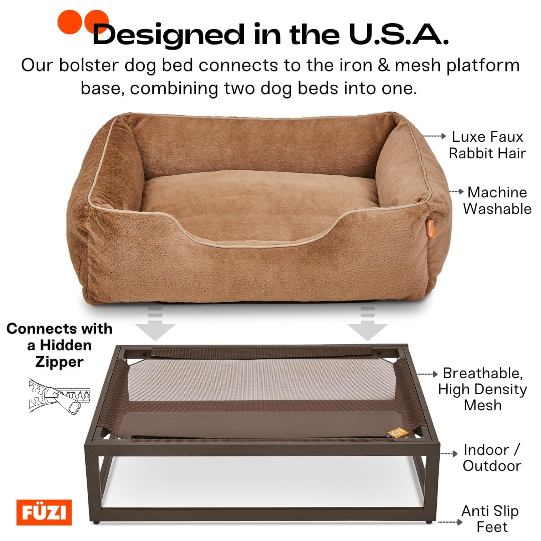 Fuzi Elevated Dog Bed Large With Extra Cover, Luxury Raised Dog Beds, Removable And Machine Washable Bed Cover, Indoor/Outdoor O