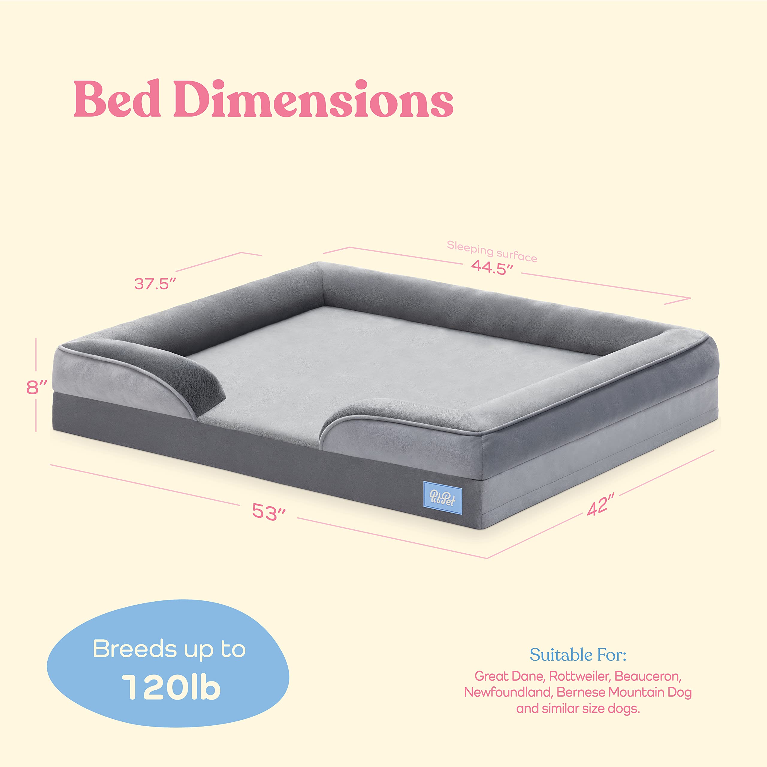 Orthopedic Sofa Dog Bed - Ultra Comfortable Dog Bed For Large Dogs - Breathable & Waterproof Pet Bed- Egg Foam Sofa Bed With Extra Head And Neck Support - (Xx-Large, Gray)