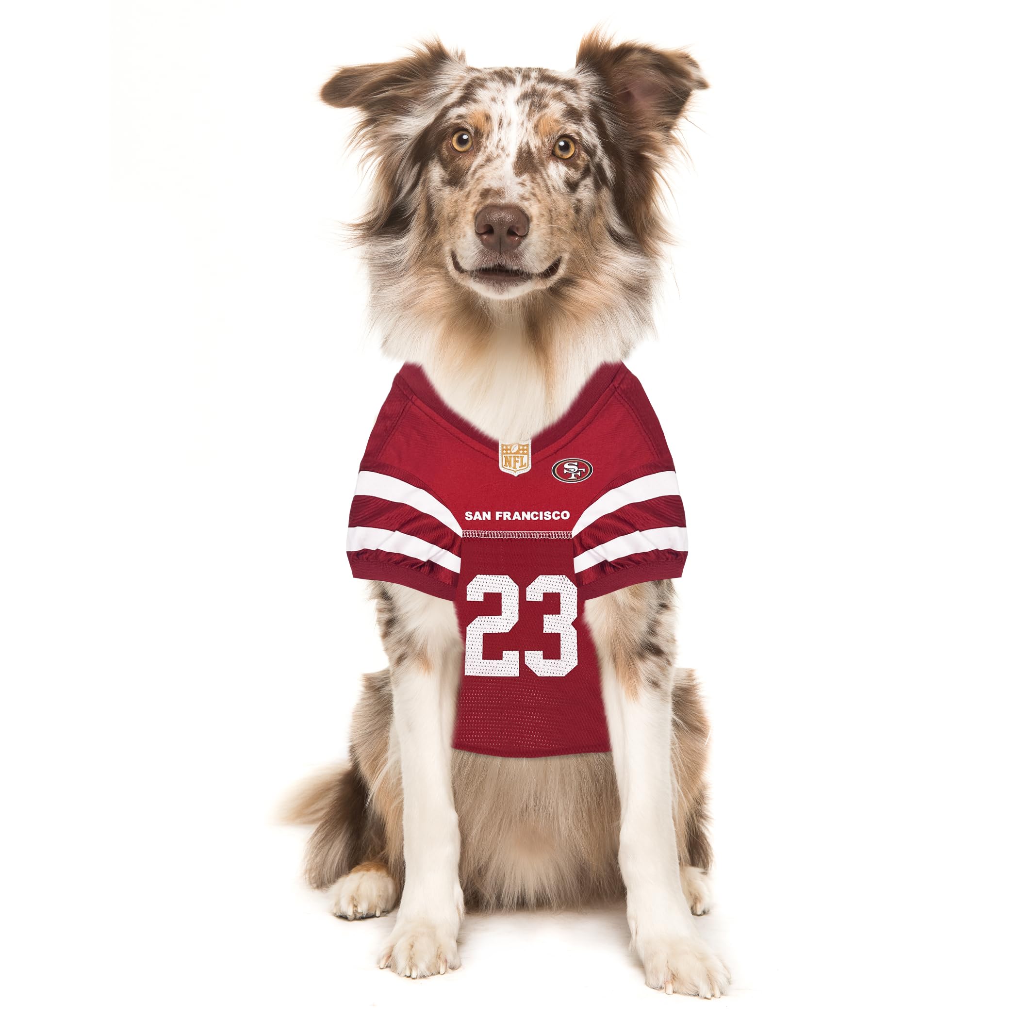 Pets First Nflpa Christian Mccaffrey Pet Jersey #23, Nfl Dog Shirt, San Francisco 49Ers Mesh Jersey, Size X-Large