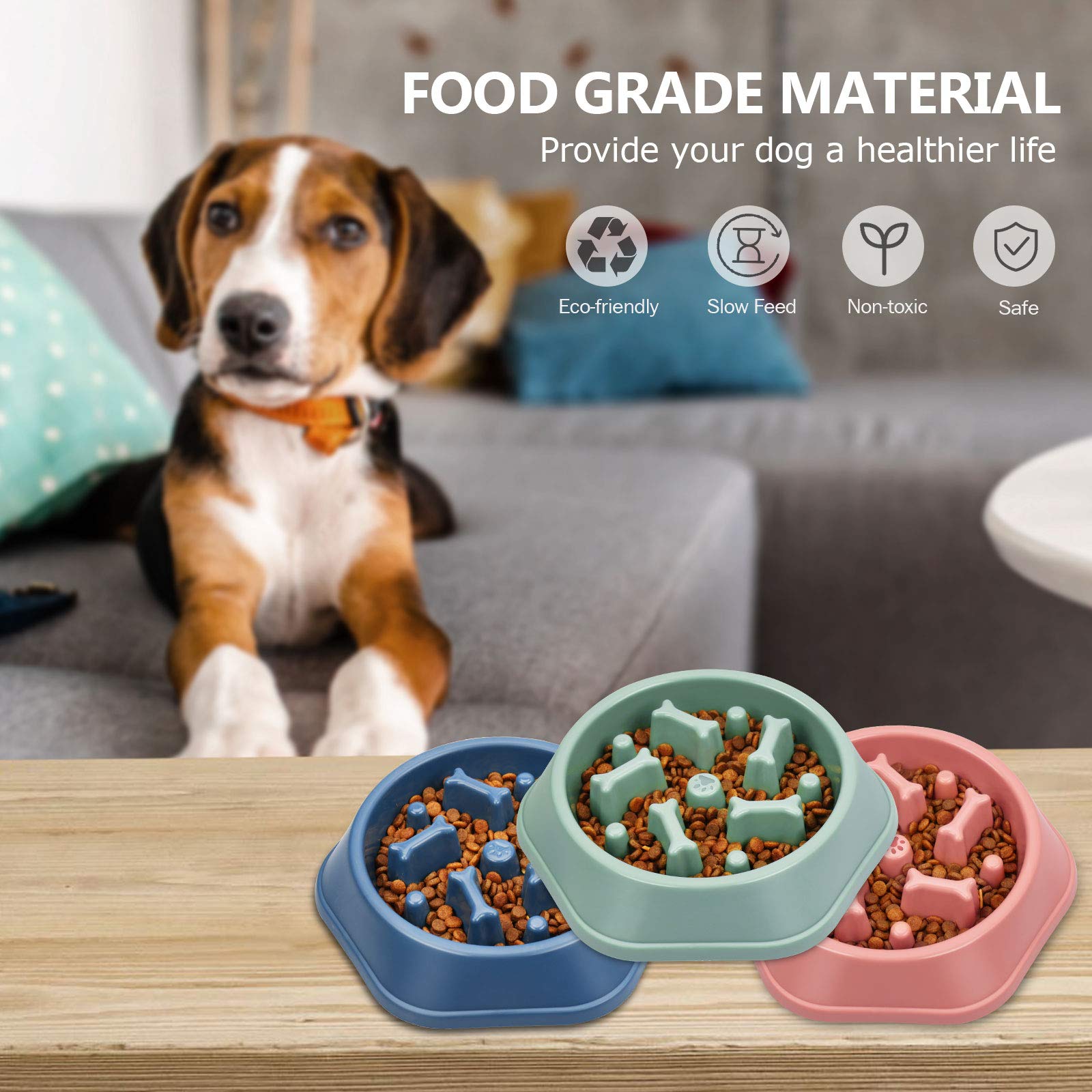 UPSKY 2PCS Slow Feeder Dog Bowl Anti-Chocking Slower Feeding Dog Puzzle Bowls, Interactive Bloat Stop Dogs Food Bowl Dishes Non-