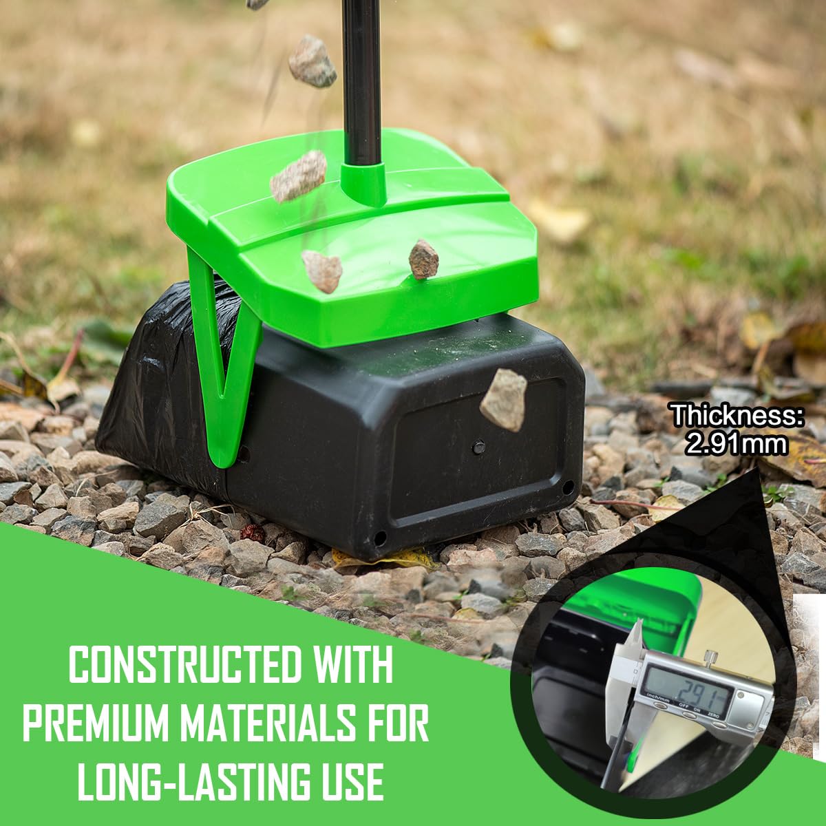 FUSBUNTY Pooper Scooper Swivel Bin & Rake with 100 Waste Bags, Dog Pooper Scooper with Bag Attachment for Large Medium Small Dog