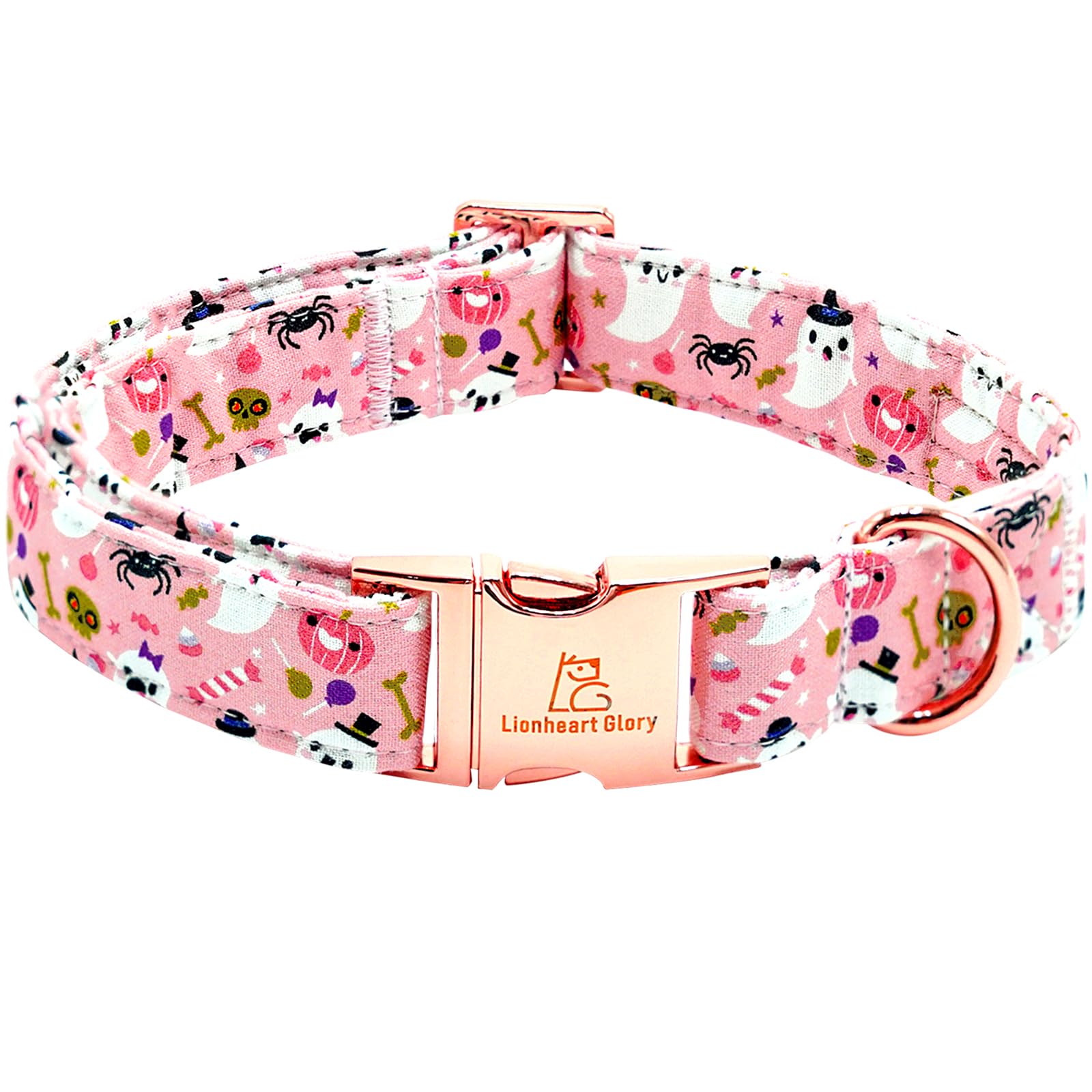 Lionheart Glory Dog Collar Fall Halloween Pumpkin Collars Dog Heavy Comfortable Adjustable Pink Dog Collar For X-Small Puppy Col
