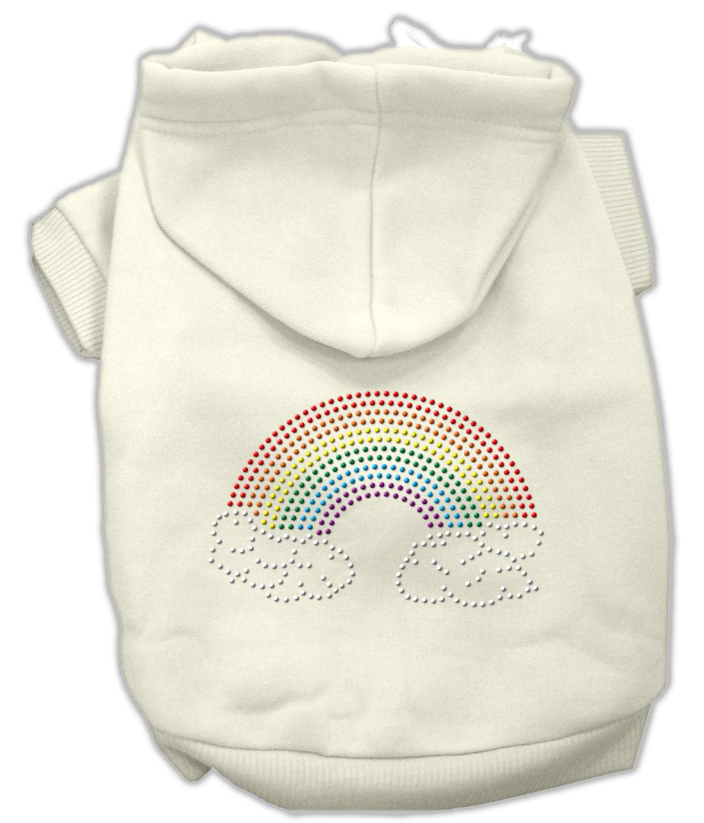 Pet, Dog & Cat Hoodie Rhinestone, "Rainbow" Cream SM (3-6 lbs.)
