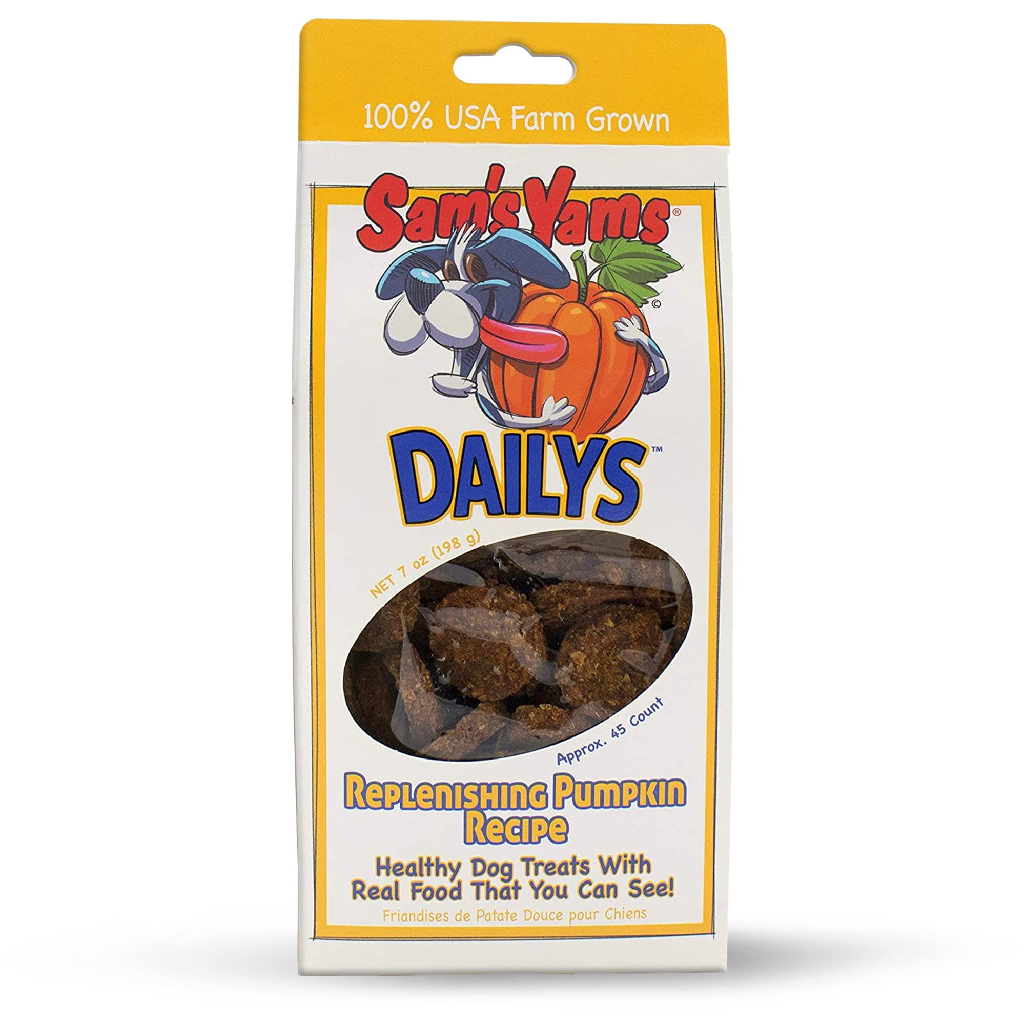 Sams Yams Sweet Potato Dog Treats, Healthy Dog Treats for Large, Medium or Small Breed Dogs, Vegan Sweet Potato Dog Chews Made i