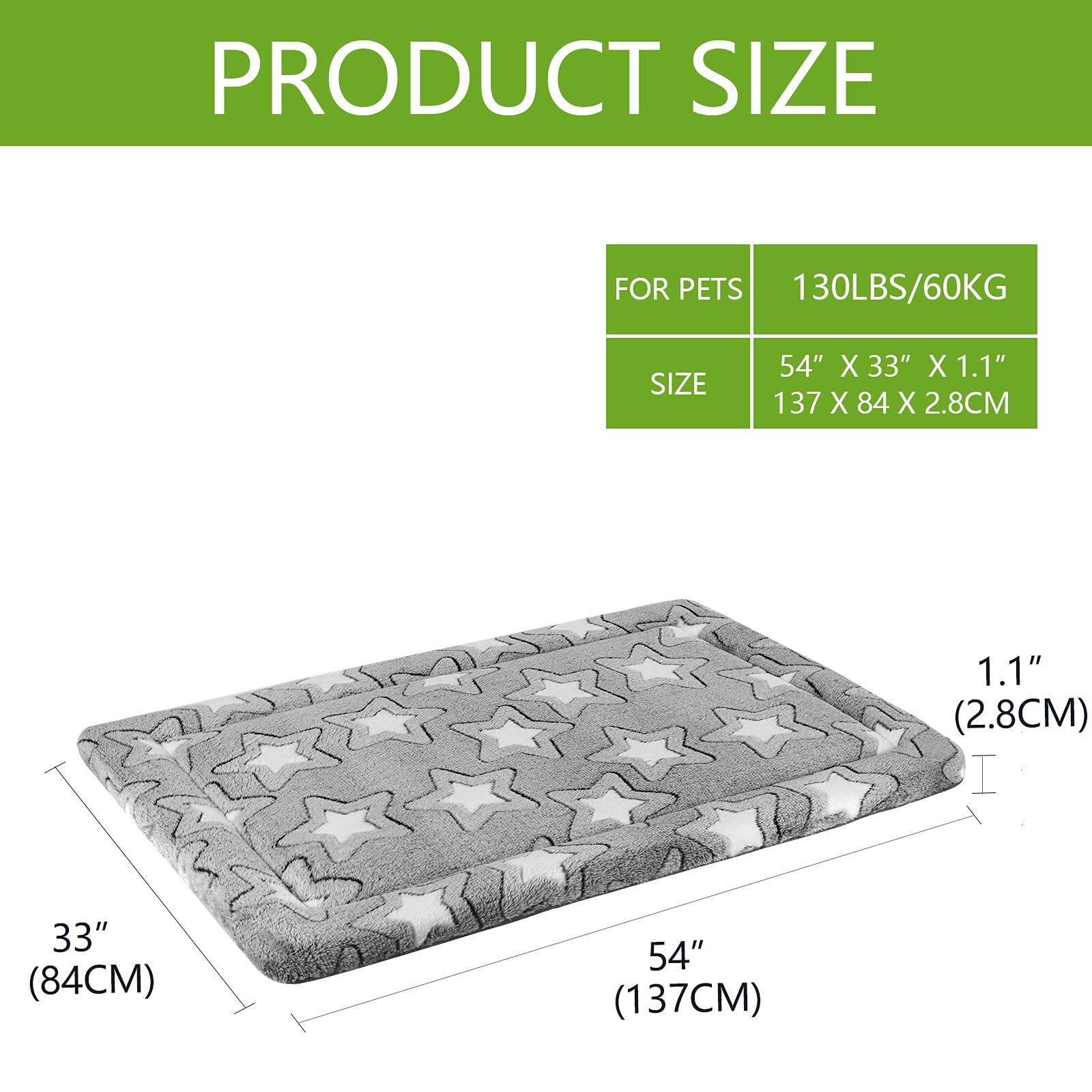 Empsign Dog Bed Mat Dog Crate Pad Reversible (Cool & Warm), Machine Washable Dog Crate Mat, Kennel Pad For Dog Sleeping Mattress For Large Medium Small Dogs, Grey