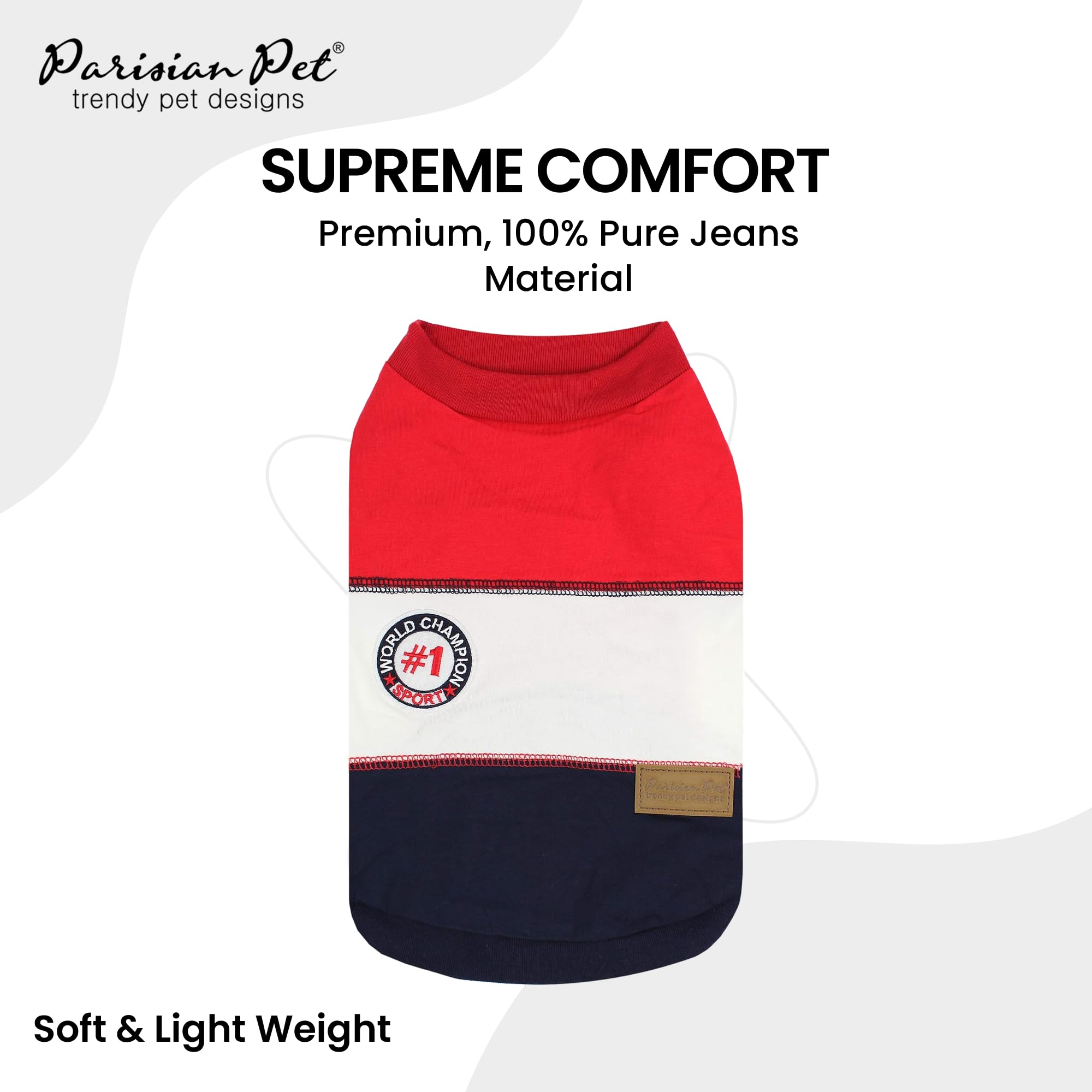 Parisian Pet Embroidered Worlds Champion' Sleeveless Color Block Machine Washable Dog Tee Shirts - Xl