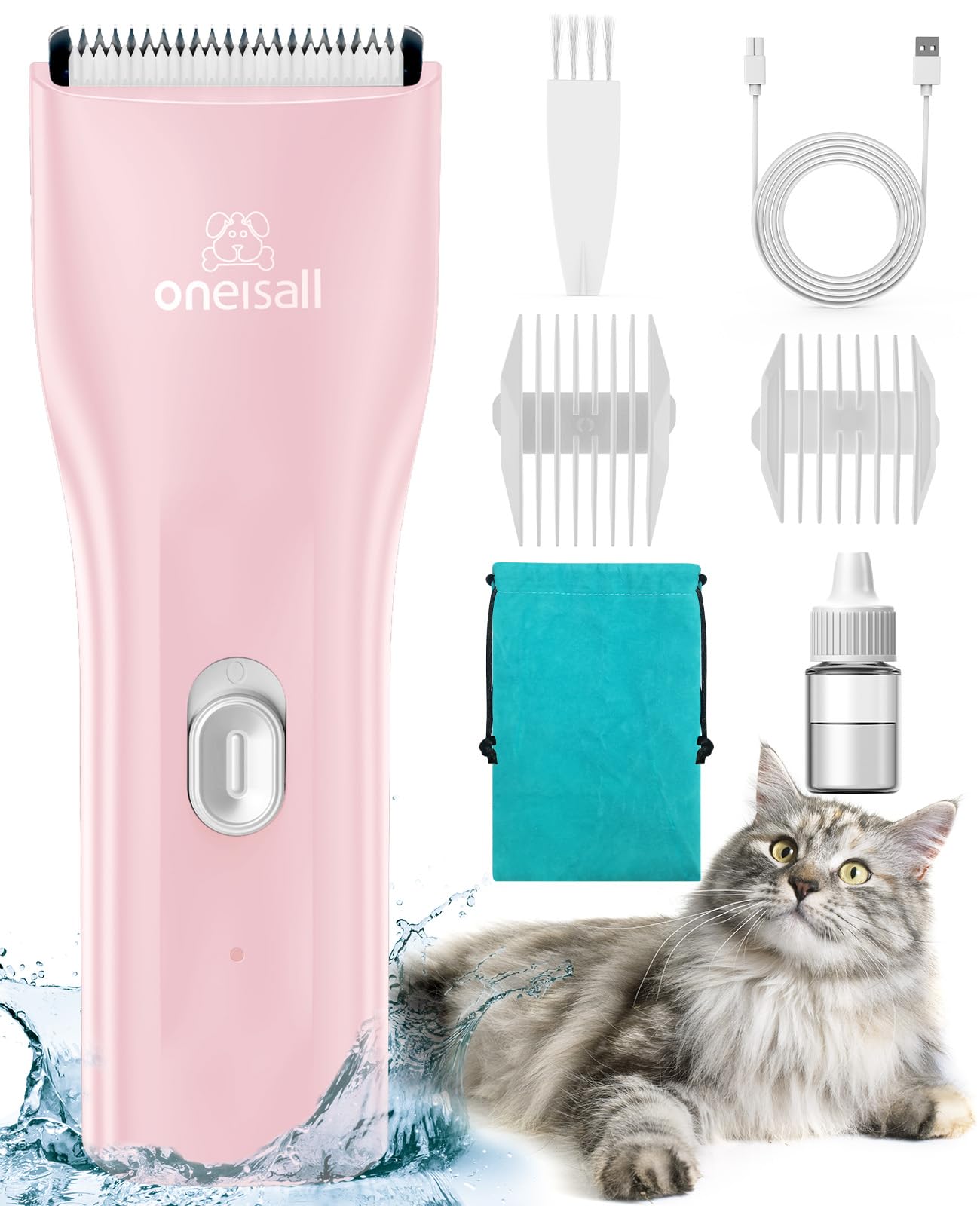 Oneisall Pet Clipper For Cat Matted Hair, Pet Shaver For Cats Quiet Pet Hair Clippers Cordless Cat Clippers For Matted Hair Cat Clippers For Long Hair