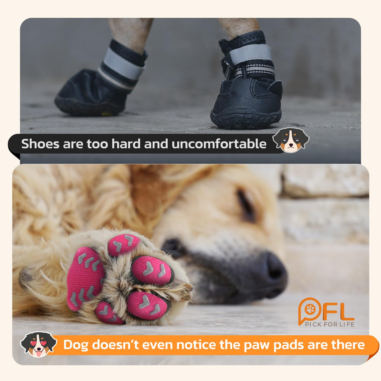 Anti-Slip Paw Protector Pads For Senior Dogs - Pink Stickers With Strong Traction On Hardwood Floor - M (11-20Lbs) Dog Essential