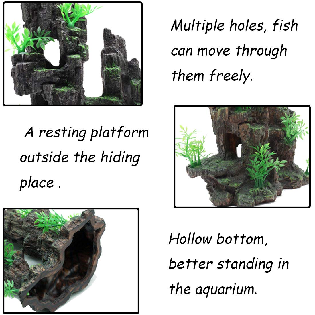 Tfwadmx Aquarium Mountain View Moss Tree Rock Cave Fish Tank Stone Ornament Landscape Aquarium Decoration With Small Plants