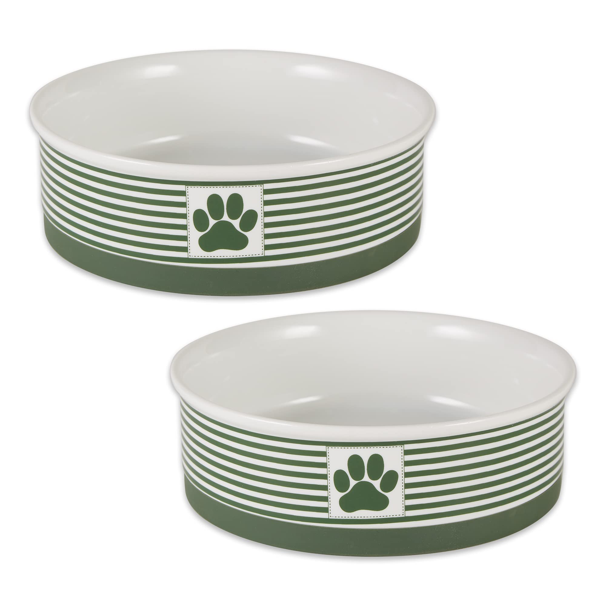 Bone Dry Paw & Patch Ceramic Pet Collection, Large Set, 7.5x2.4, Hunter Green, 2 Piece,5742