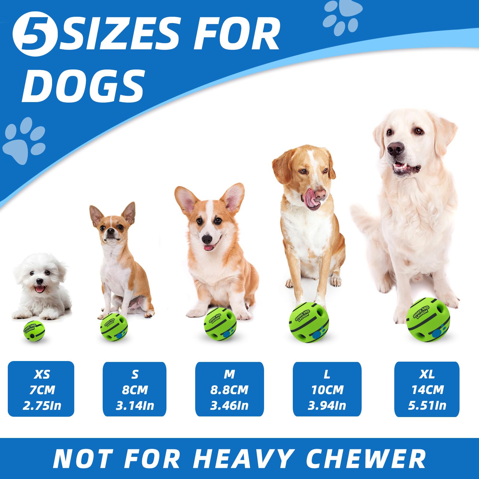 Shake And Laugh Dog Toys Ball, Interactive Dog Ball, Shaking With Gibbering Sound, For Training & Herding, M, 3.46 In (8.8 Cm)