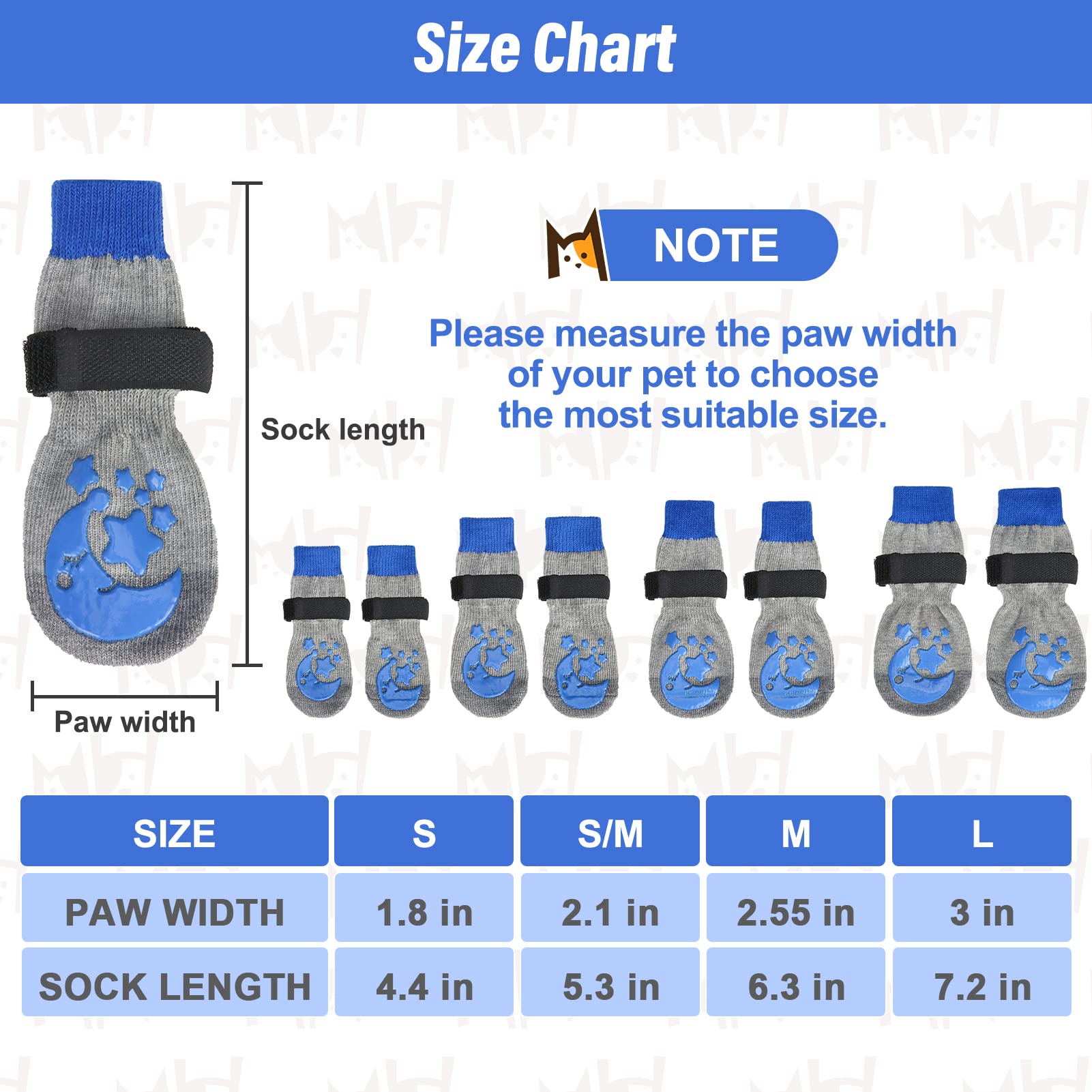 Beautyzoo Anti-Slip Dog Socks With Grips Traction Control For Small Medium Large Dogs, Non Skid Indoor Double Side Pet Paw Prote