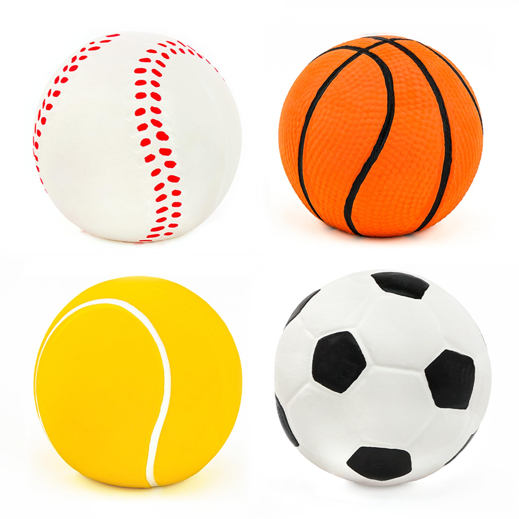 CHIWAVA 2.4" Squeak Latex Puppy Dog Toy Balls - 4 Pack Assorted Color Fetch Toys for Small Dogs, Model DTL00027