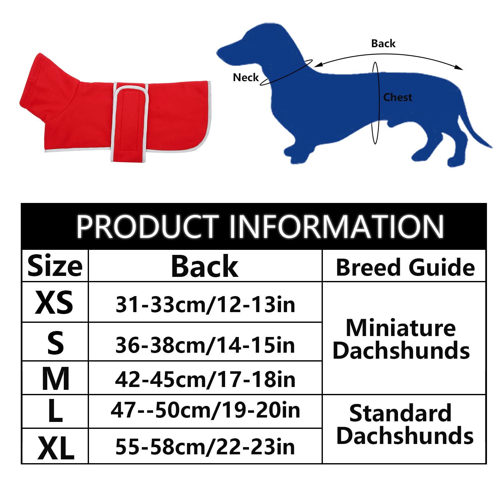 Dog Jacket, Dog Coat Perfect For Dachshunds, Dog Winter Coat With Padded Fleece Lining And High Collar, Dog Snowsuit With Adjustable Bands-Red-L