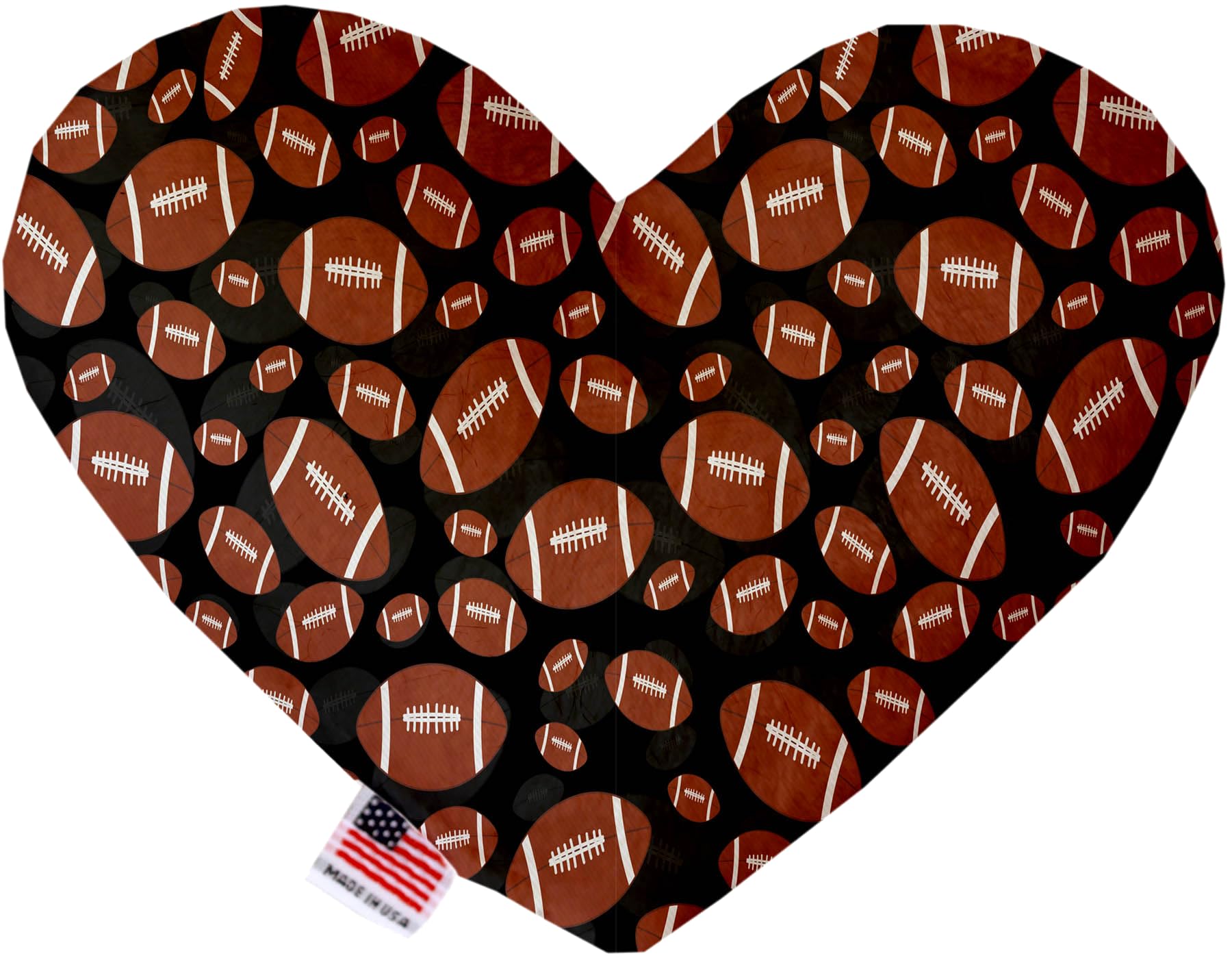 Pet and Dog Plush Heart or Bone Toy, "Sports Fan Group" (Available in different sizes, and 4 different pattern options!) Footballs 6" Plush Heart