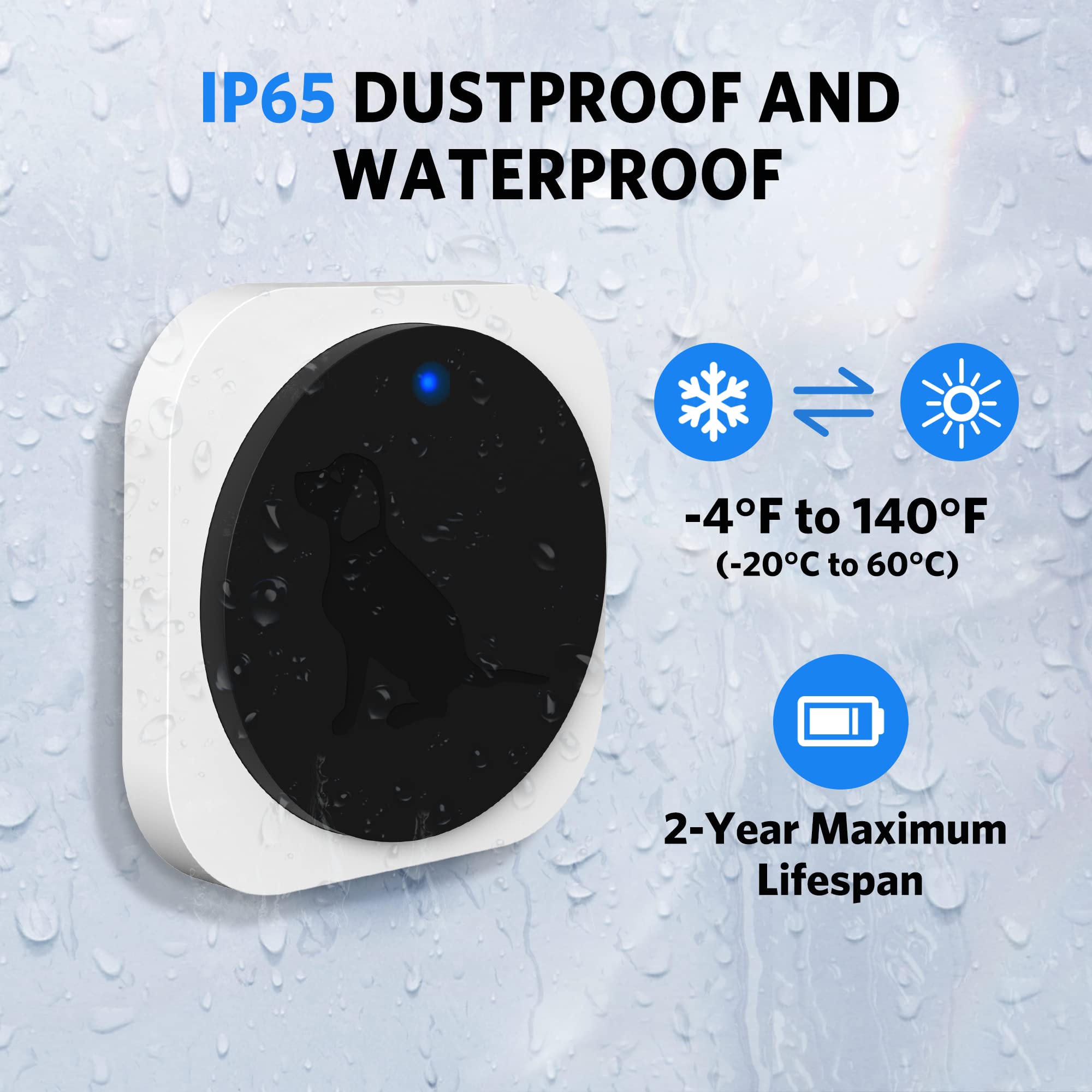 Hathever Dog Bell For Door Potty Training, Wireless Doggie Door Bell Operating At 1000 Feet With Chew Resistant Ip65 Waterproof Touch Button, 4 Notification Modes