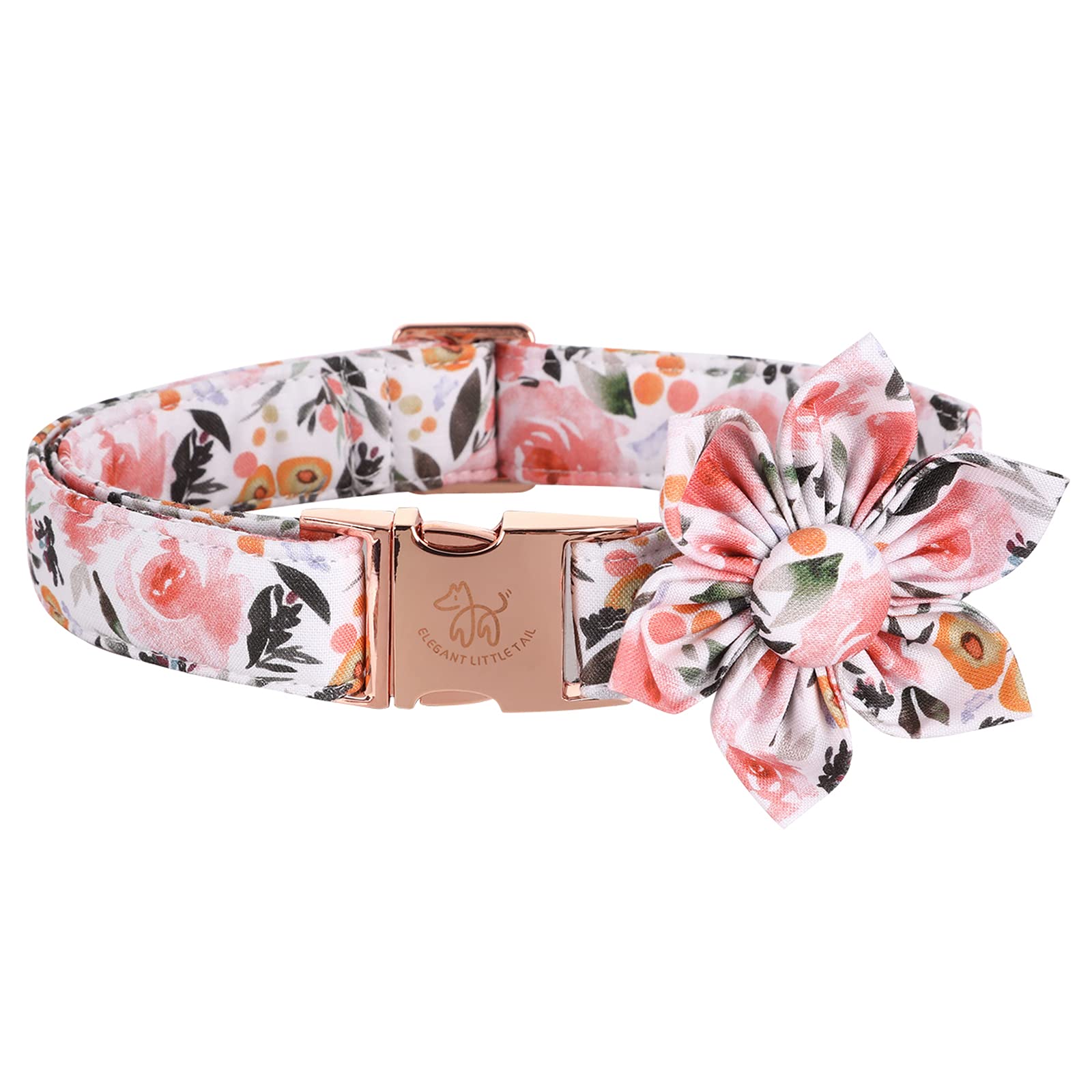 Elegant Little Tail Floral Girl Dog Collar For Female Dogs, Pet Collar Adjustable Dog Collars With Flower Gift For Medium Dogs