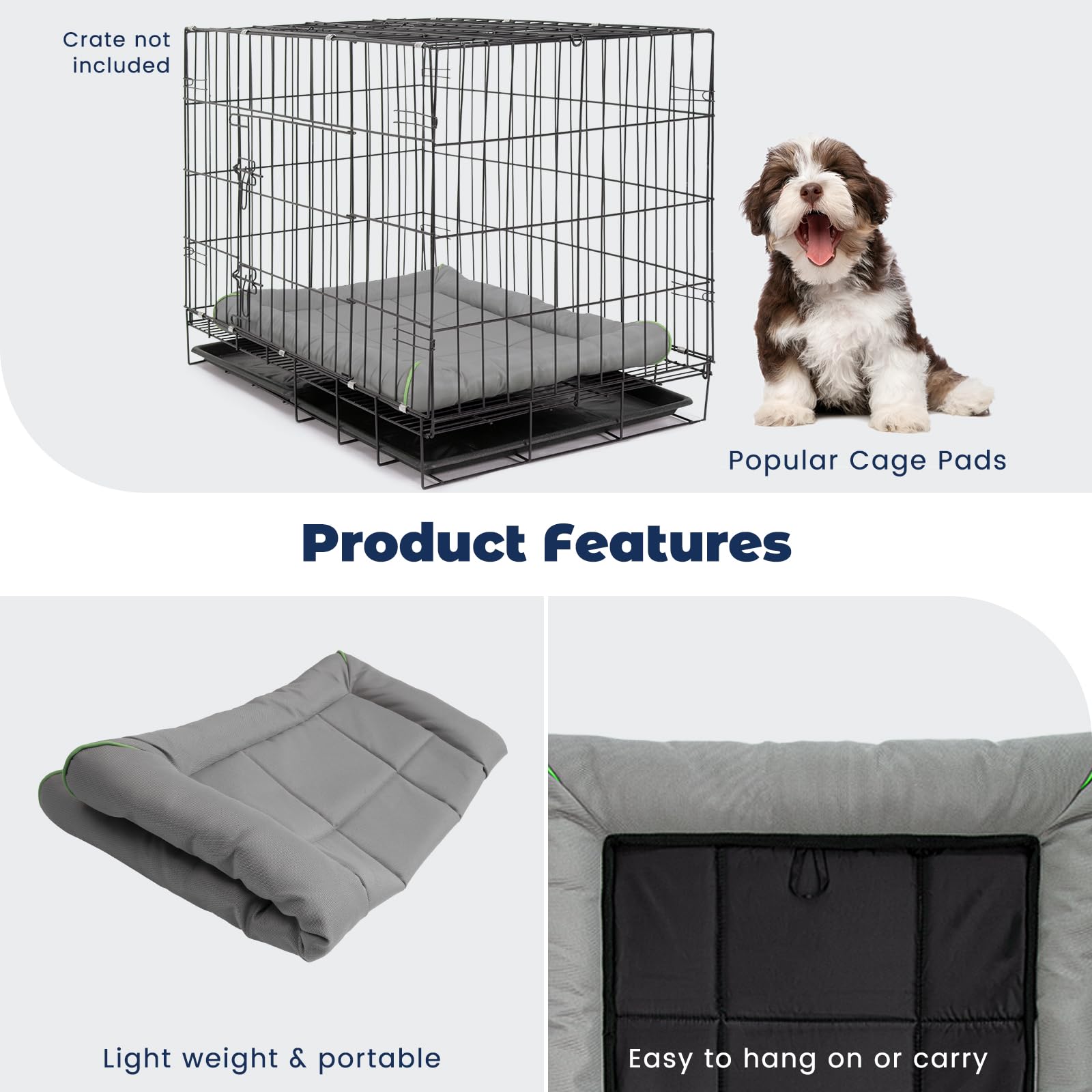 Miguel Outdoor Waterproof Dog Bed For Metal Dog Crates Water-Resistant Oxford All Weather Pet Mat Heavy Duty Durable Easy Clean Travel Indoor Outdoor Puppy Bed(42Inch Dog Bed Dog Crate,Gray)