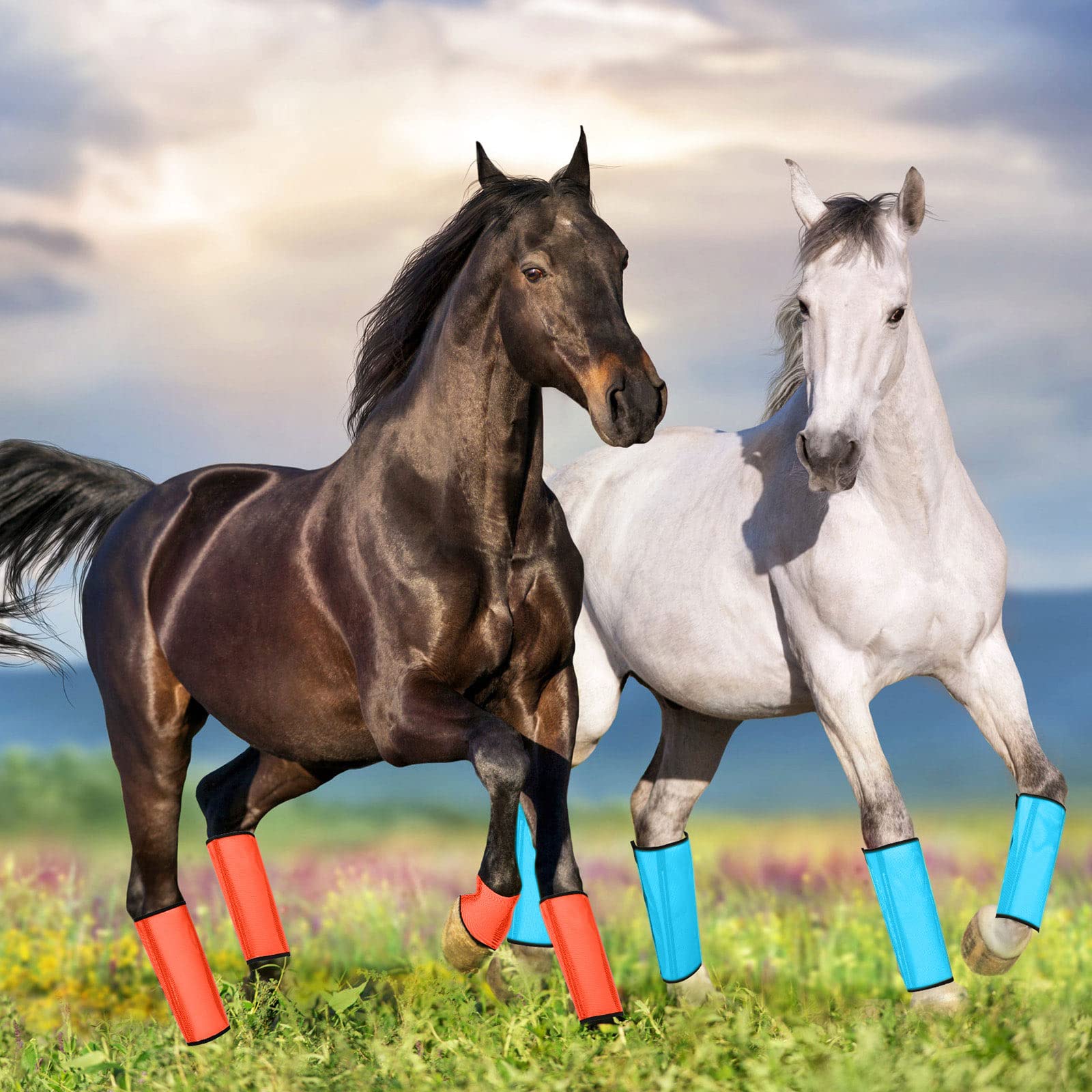 Jexine 12 Fly Boots for Horse Set of 12 Loose Breathable Mesh Horse Fly Sheets Protective Horse Leg Wraps Leggings for Preventin