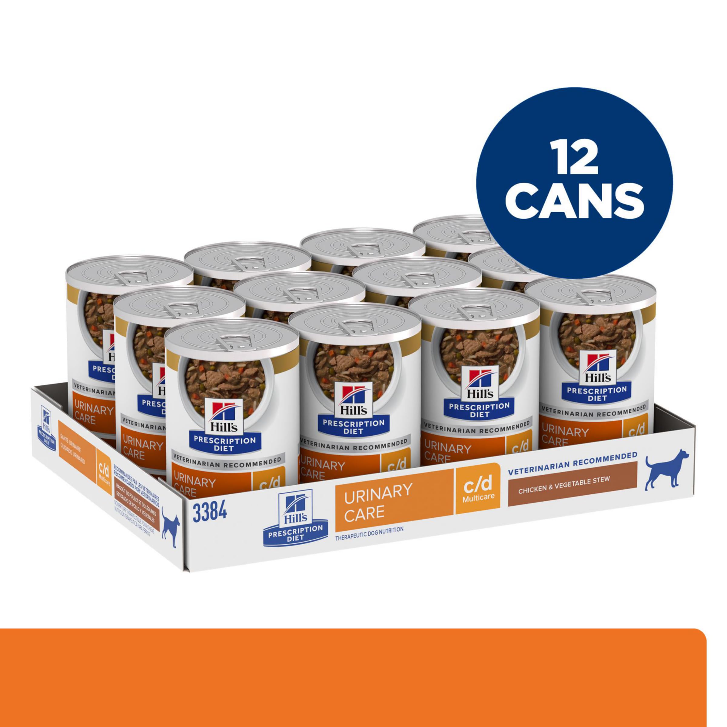 Hills Prescription Diet c/d Multicare Urinary Care Chicken & Vegetable Stew Wet Dog Food, Veterinary Diet, 12.5 oz. Cans, (Pack