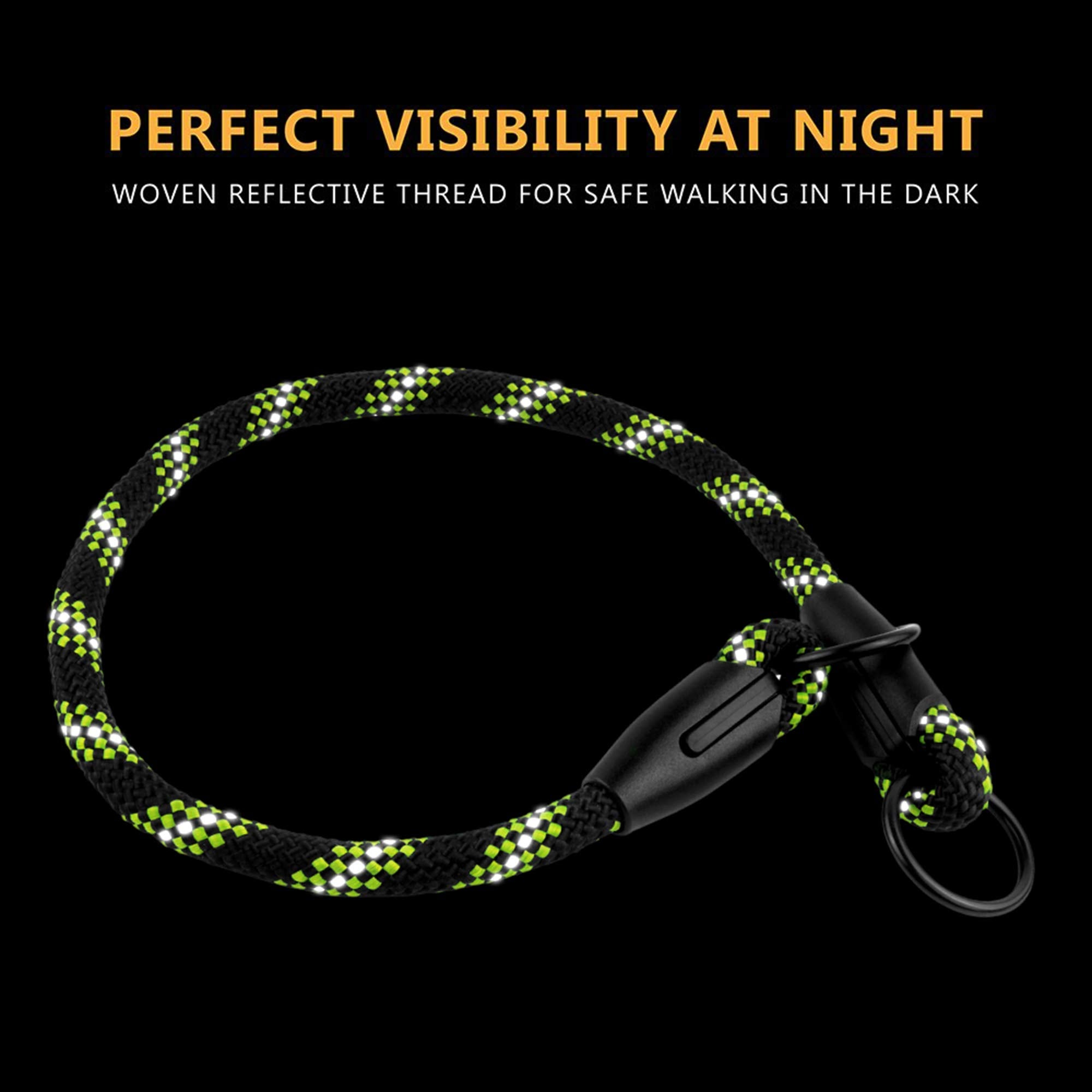 Bronzedog Rope Pro Training Dog Collar Braided No Pull Quick Release Round Lead Collars For Dogs Small Medium Large Puppy (L - 21.7' Long, Blue)